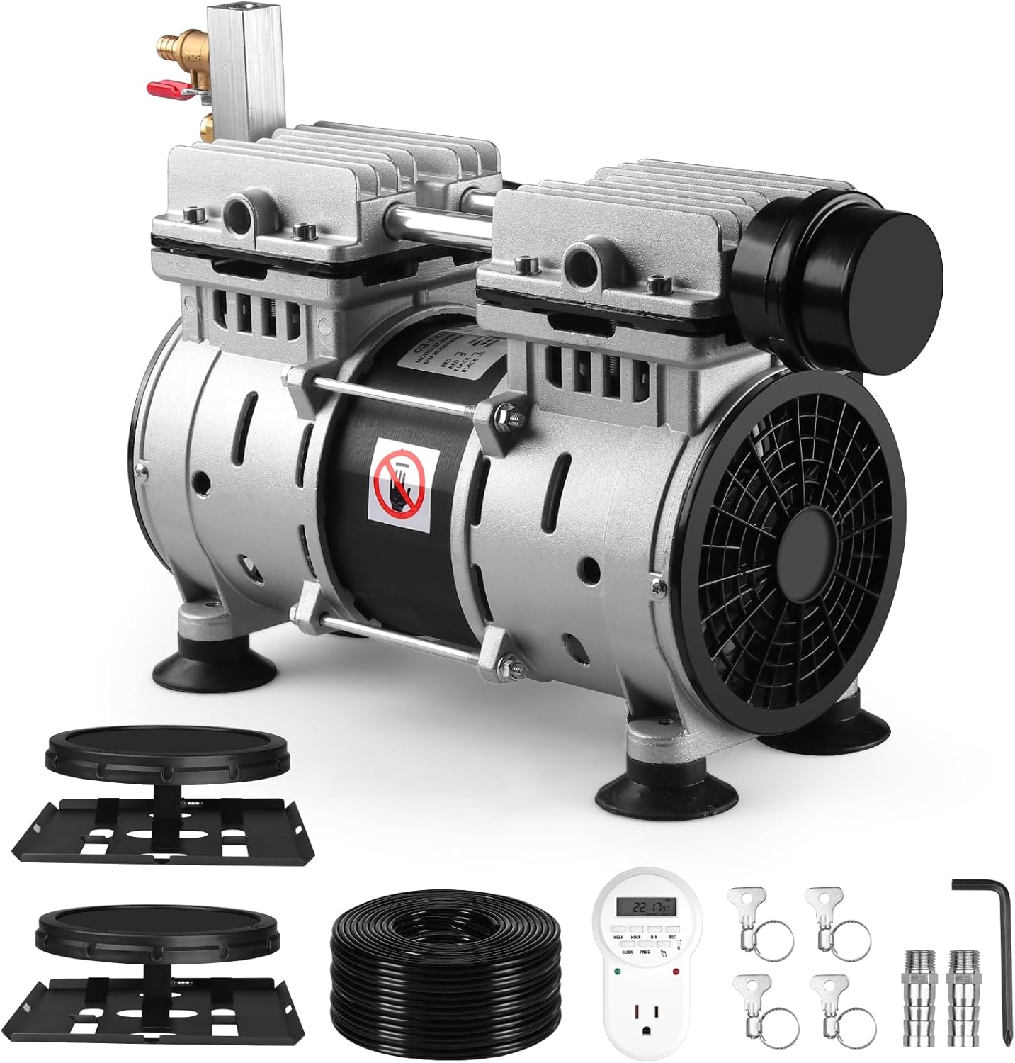 Pond Aerator, Ponds & Lake Aeration System, 5.76CFM for Up to 3 Acre, Includes 3/4 HP Compressor, 100' Weighted Tubing, 2 Diffusers for Outdoor Large Pond & Lake Aerator Pumps Water Oxygen Circulation