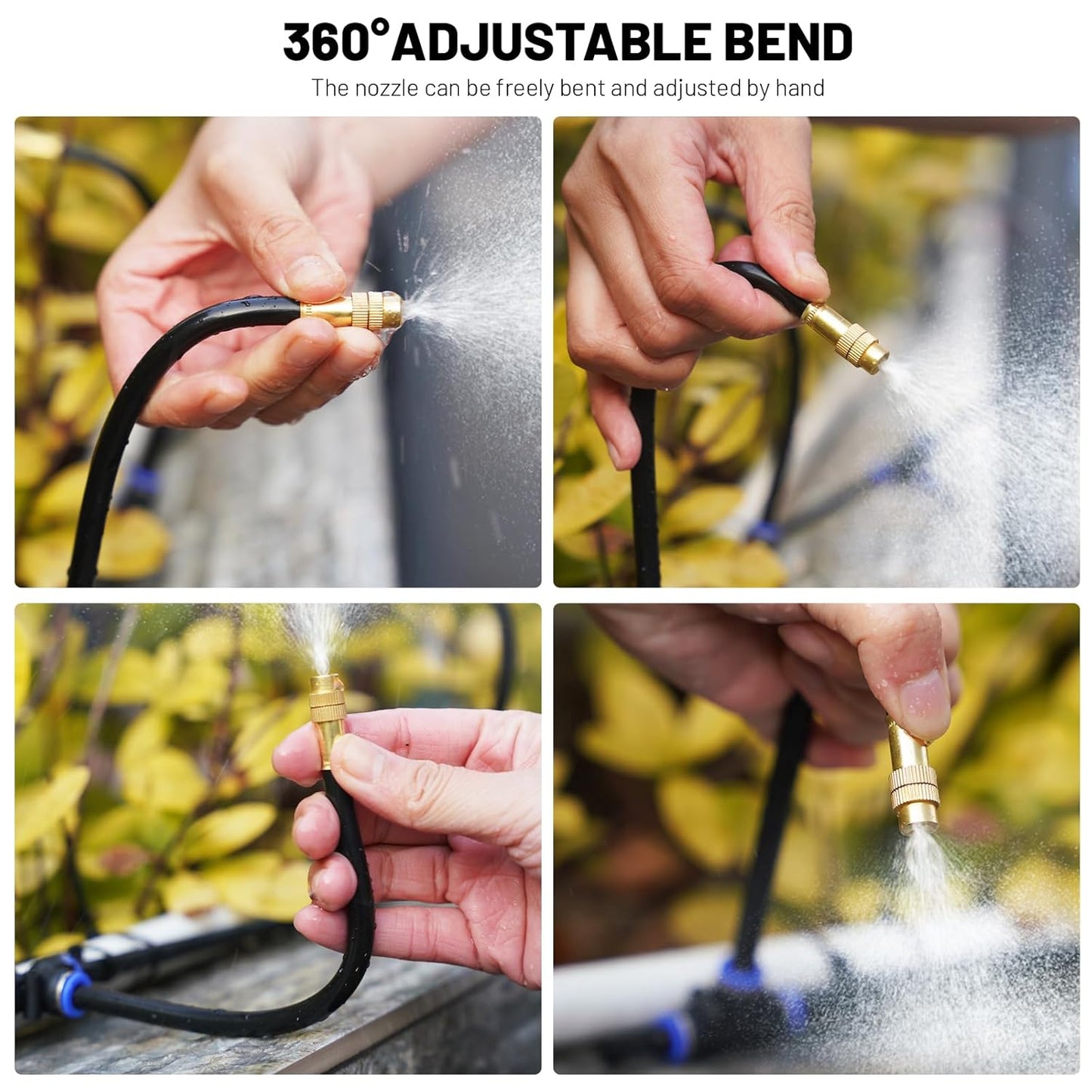 360° Adjustable Drip Irrigation System - Garden Watering Atomizing System with 16 Nozzles, Greenhouse Accessories for Yard, Lawn, Plants, Garden, 5/16 inches Hose, 50 ft