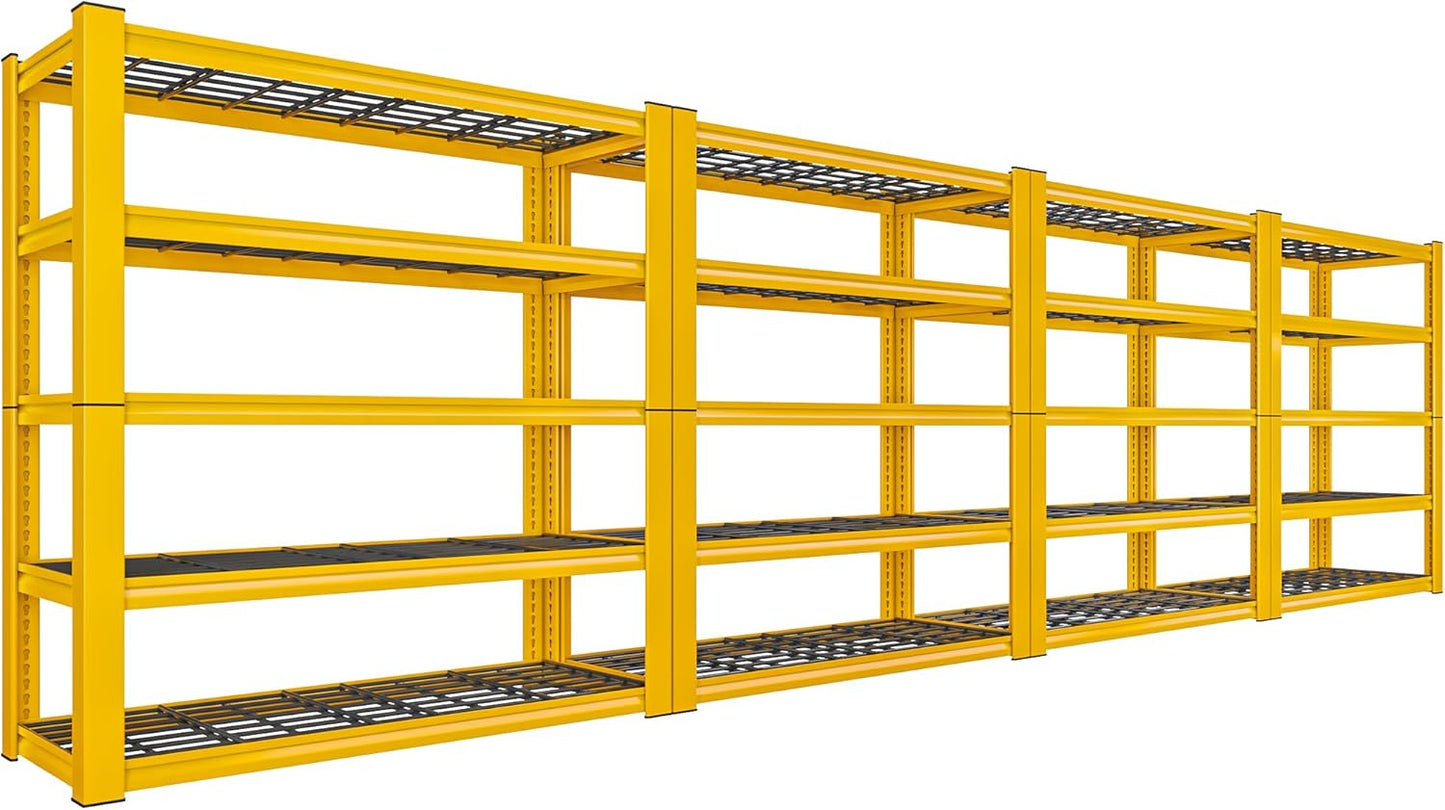 REIBII 72''H Garage Shelving 3010 LBS Storage Shelves Adjustable Metal Shelving 5 Tier Metal Shelves for Storage Industrial Shelf for Kitchen Pantry Warehouse Basement 72" HX35.5 WX16 D, 4 Pack