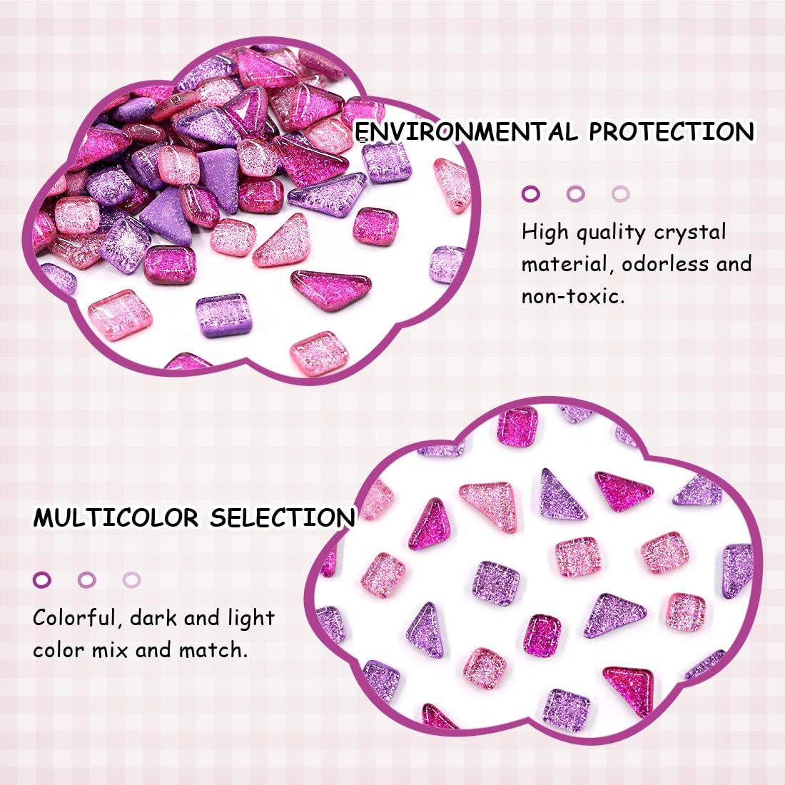 Swpeet 1 Pound Mixed Colors Shine Crystal Series Mosaic Tiles Assortment Kit, Square and Triangle Genuine Mosaic Tiles Glitter Crystal Mosaic Perfect for Home Decoration Crafts - Mosaic Tiles H