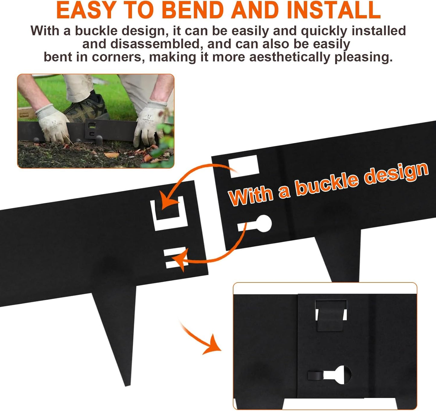 5 Pack Steel Landscape Edging,Metal Landscape Edging 40 Inch Strips, Metal Garden Edging 8 inch Depth, Steel Edging for Landscaping