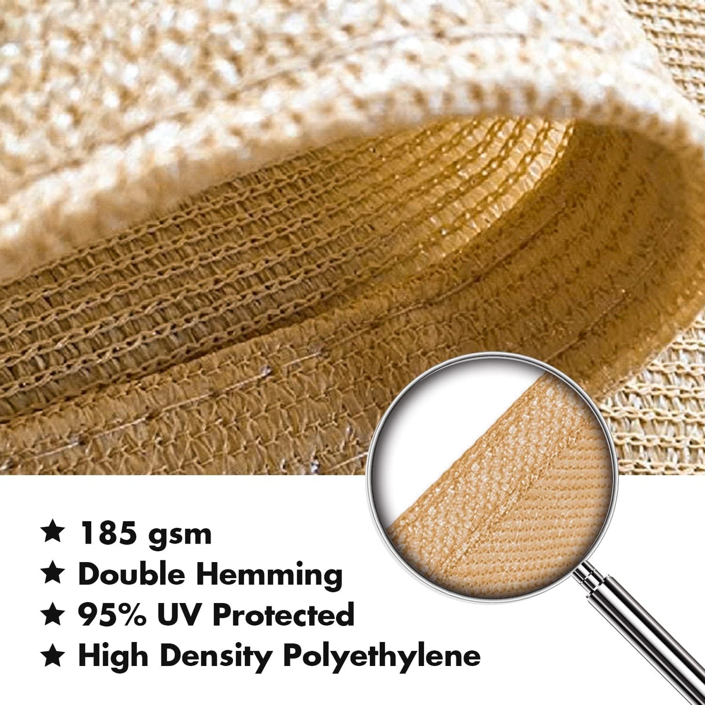 KANAGAWA 10'X24' Sand Custom Size Sun Shade Sail Rectangle UV Block Canopy Cover for Patio Backyard Lawn Garden Outdoor (Customized Available)