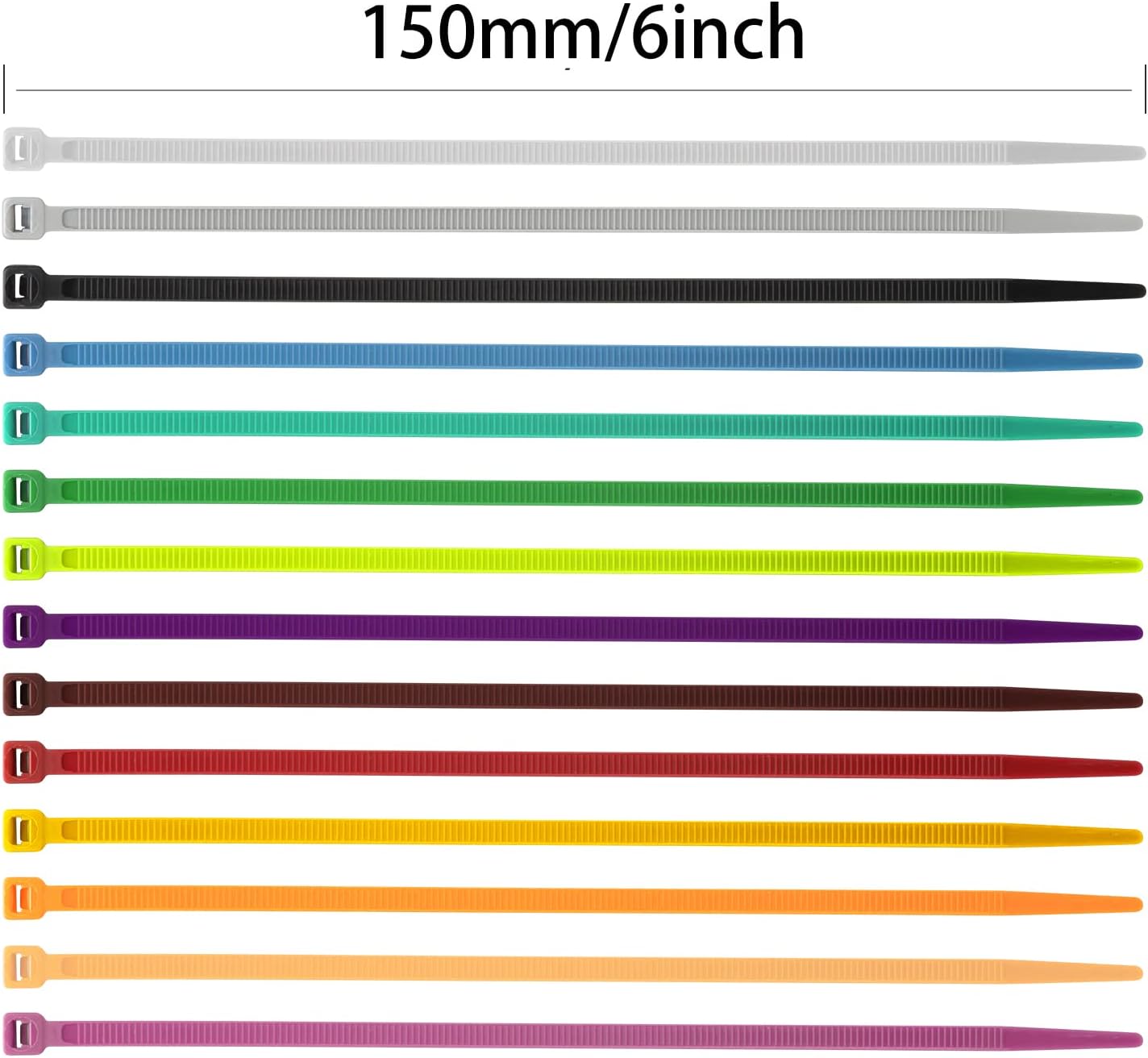 XINGO 100PCS Cable Zip Ties Heavy Duty, Premium Nylon Plastic Wire Ties with 50 Pounds Tensile Strength, Self-Locking Black Nylon Zip Ties for Indoor and Outdoor (6 inch, Brown)