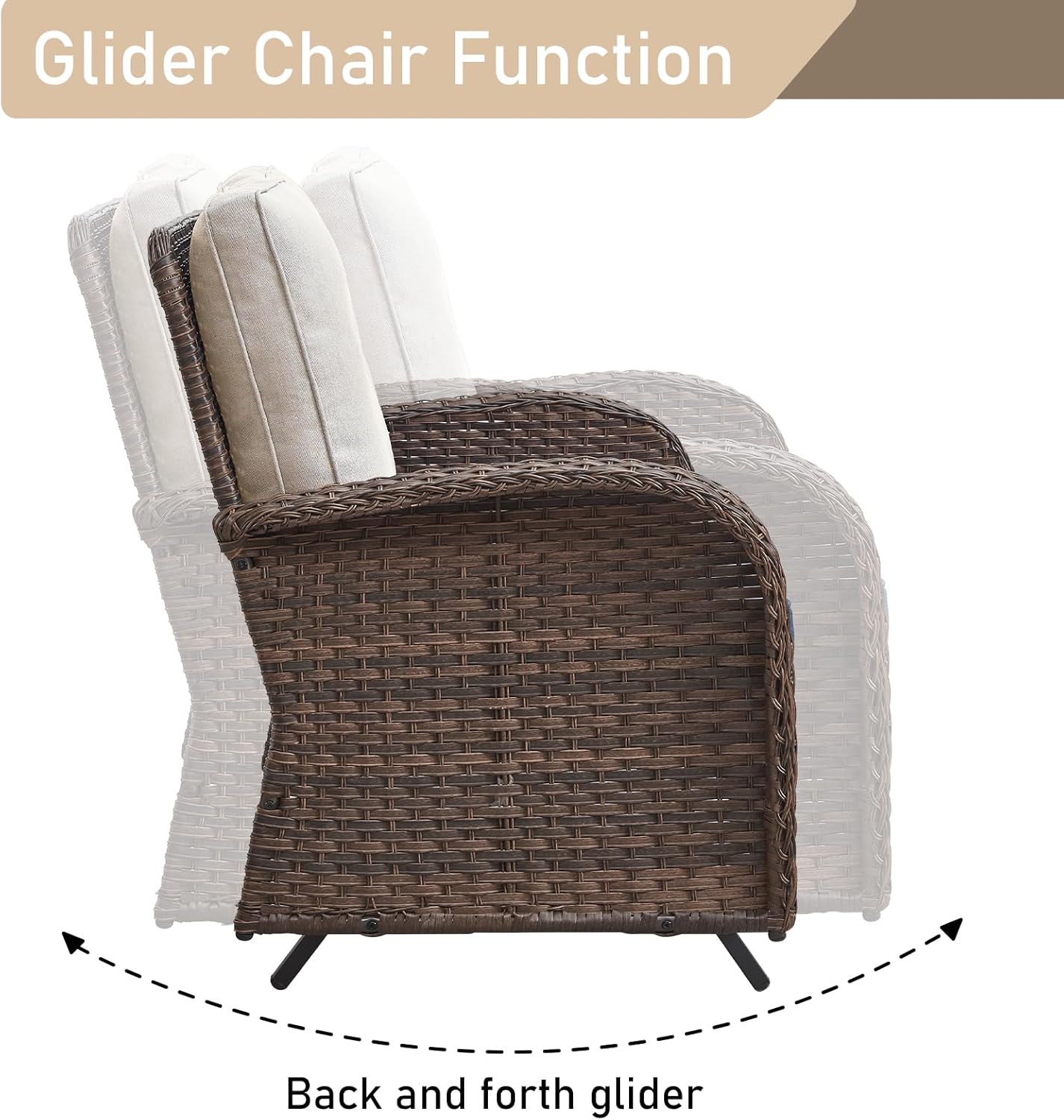 HUMMUH Patio Furniture 7-Piece PE Wicker Outdoor Conversation Set,All-Weather Rattan Swivel Chairs with Ottomans Glider Loveseat for Backyard,Poolside,Deck