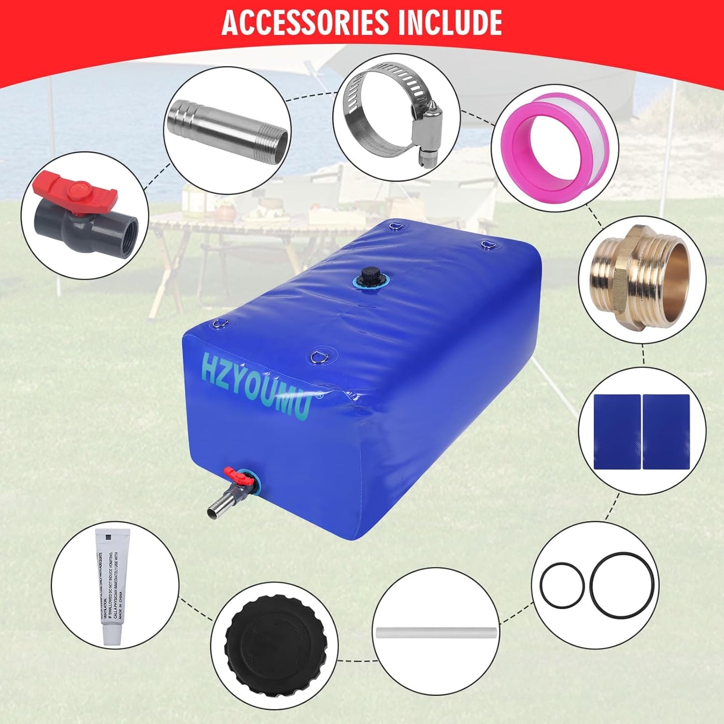 Water Tank 240L/63G Water Bladder Storage Container Foldable Portable Large Capacity Soft Bag Suitable for Outdoor Easy to Carry Out