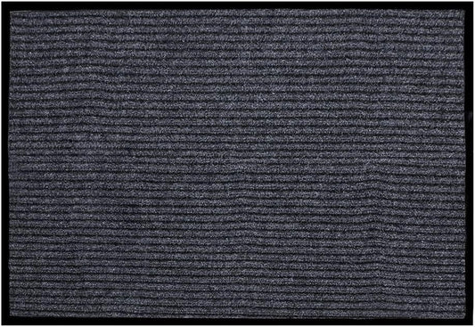 Fani Heavy Duty Large Grey Striped Floor Door Mat - Waterproof Low Profile Home Rug with Anti-Skid Rubber Back (Gray, 23" x 35")