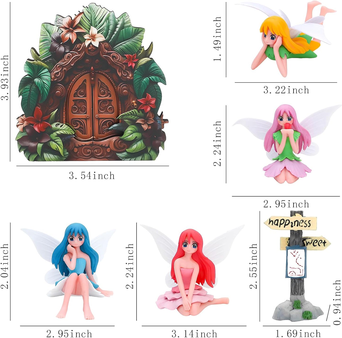 ONEST 6 Pieces Miniature Fairy Garden Accessories Small Fairy Figurines Hand Painted Fairies Figures for Car Decor Garden Flower Pot Birthday Cake Topper