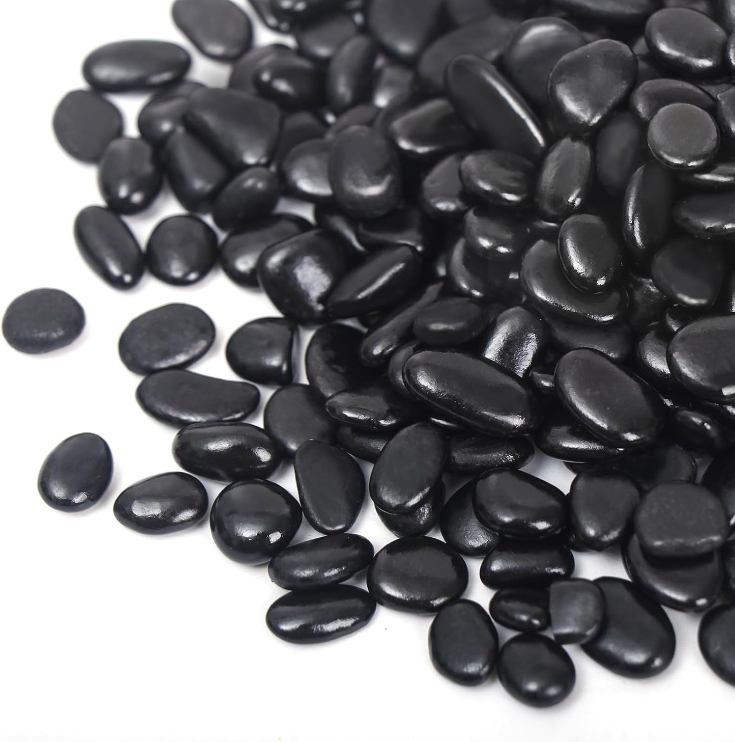 2.2LB Black Pebbles for Indoor Plants, Vases, Succulent, 3/8 Inch Small Black Rocks for Plants, Polished & Decorative