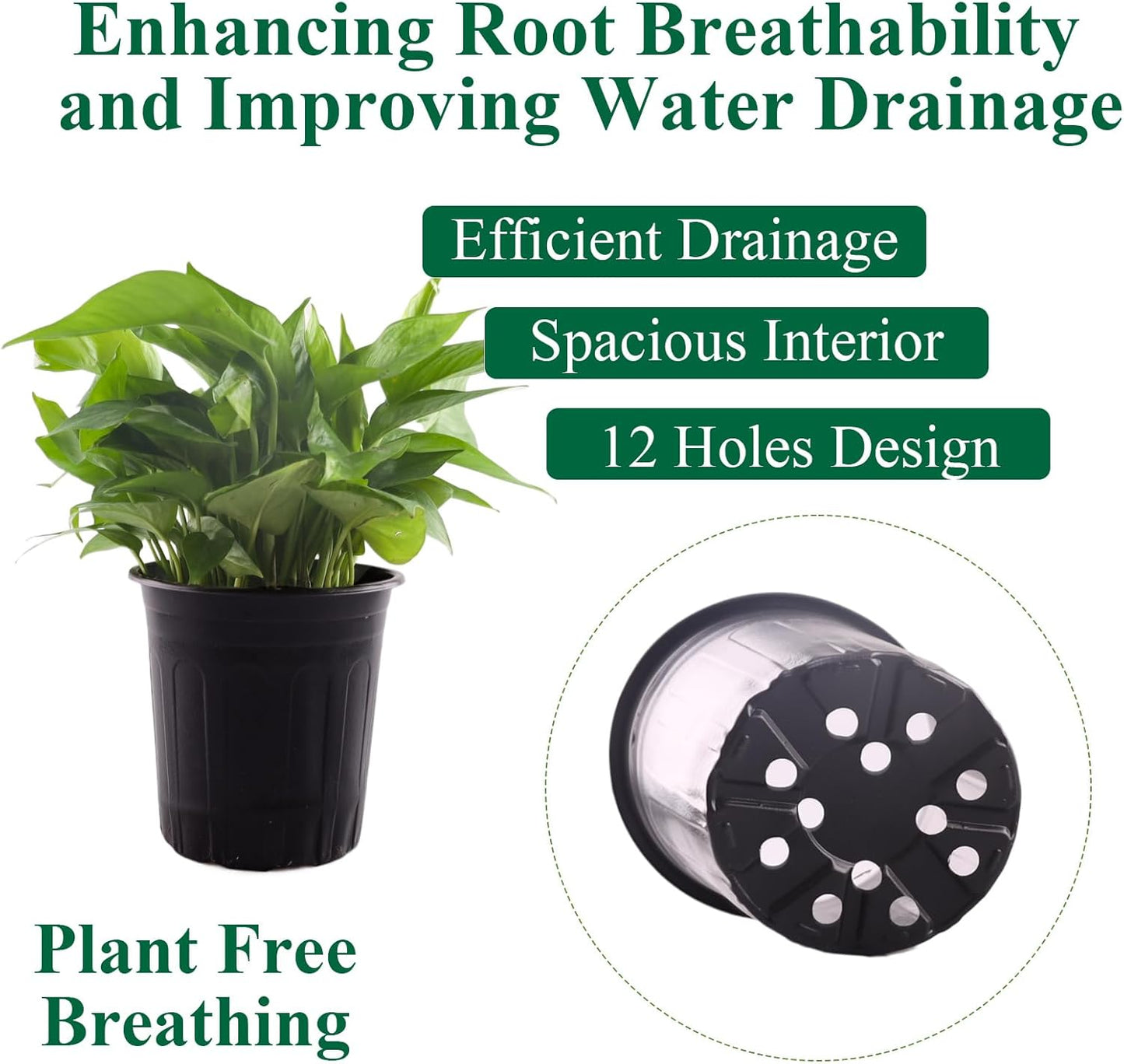 100 Pack 1 Gallon Flexible Plant Nursery Pots Plastic Seedling Starting Pots with Drainage Holes Soft Flower Pots Plant Container with Plant Labels, Black