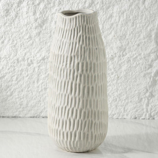 12.6 Inch Grey Modern Handmade Ceramic Vase, Rustic Farmhouse Decorative Flower Vases for Home Decor,Pampas Grass Bouquet, Living Room,Kitchen,Office,Bedroom,Centerpiece Table