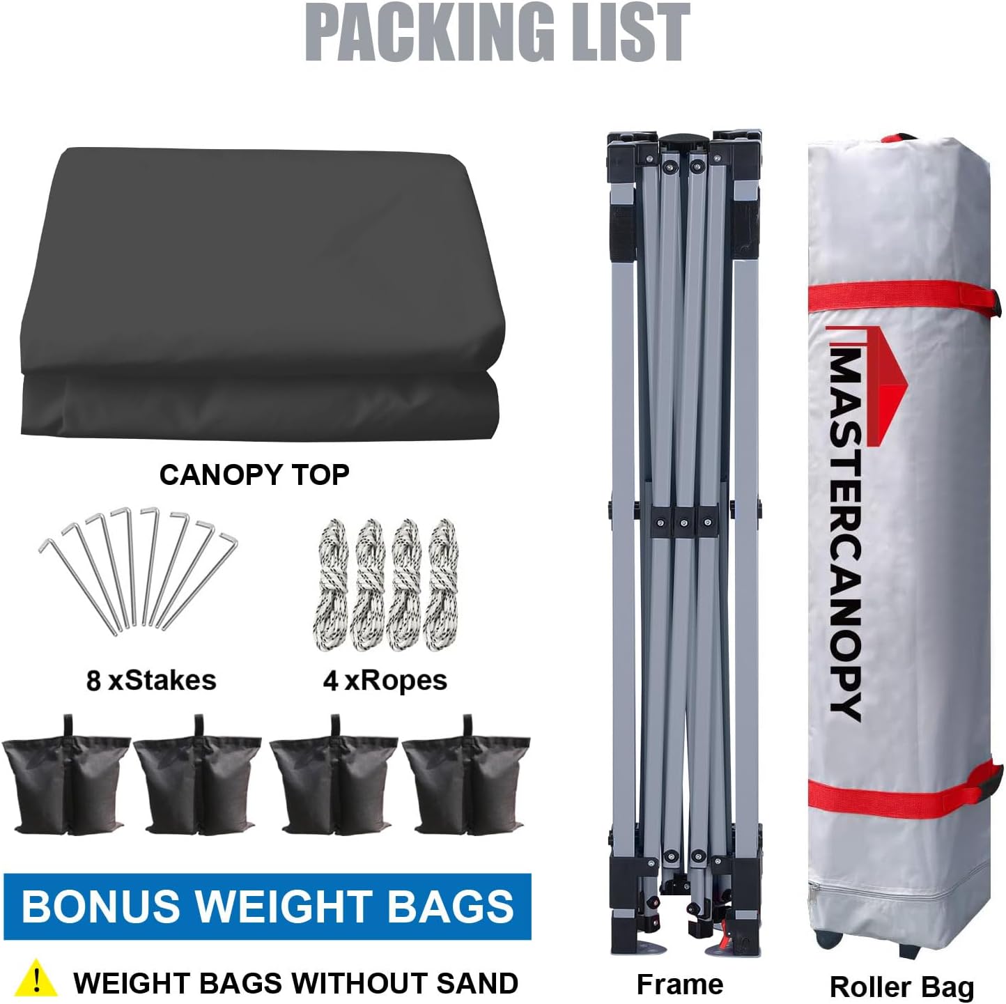 MASTERCANOPY Durable Pop-up Canopy Tent with Roller Bag (8x8, Dark Grey)