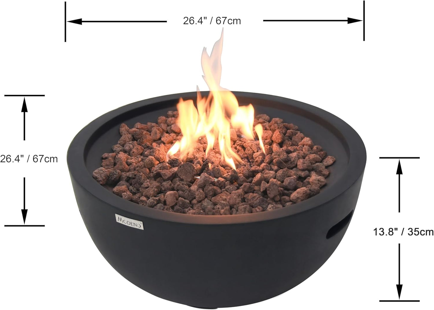 AMS Fireplace | Modeno Jefferson Pakage | Black Liquid Propane Gas Fire Pit Table for Outside Patio Bundle with Tank Cover and SS Burner Lid | Free Ice Bucket