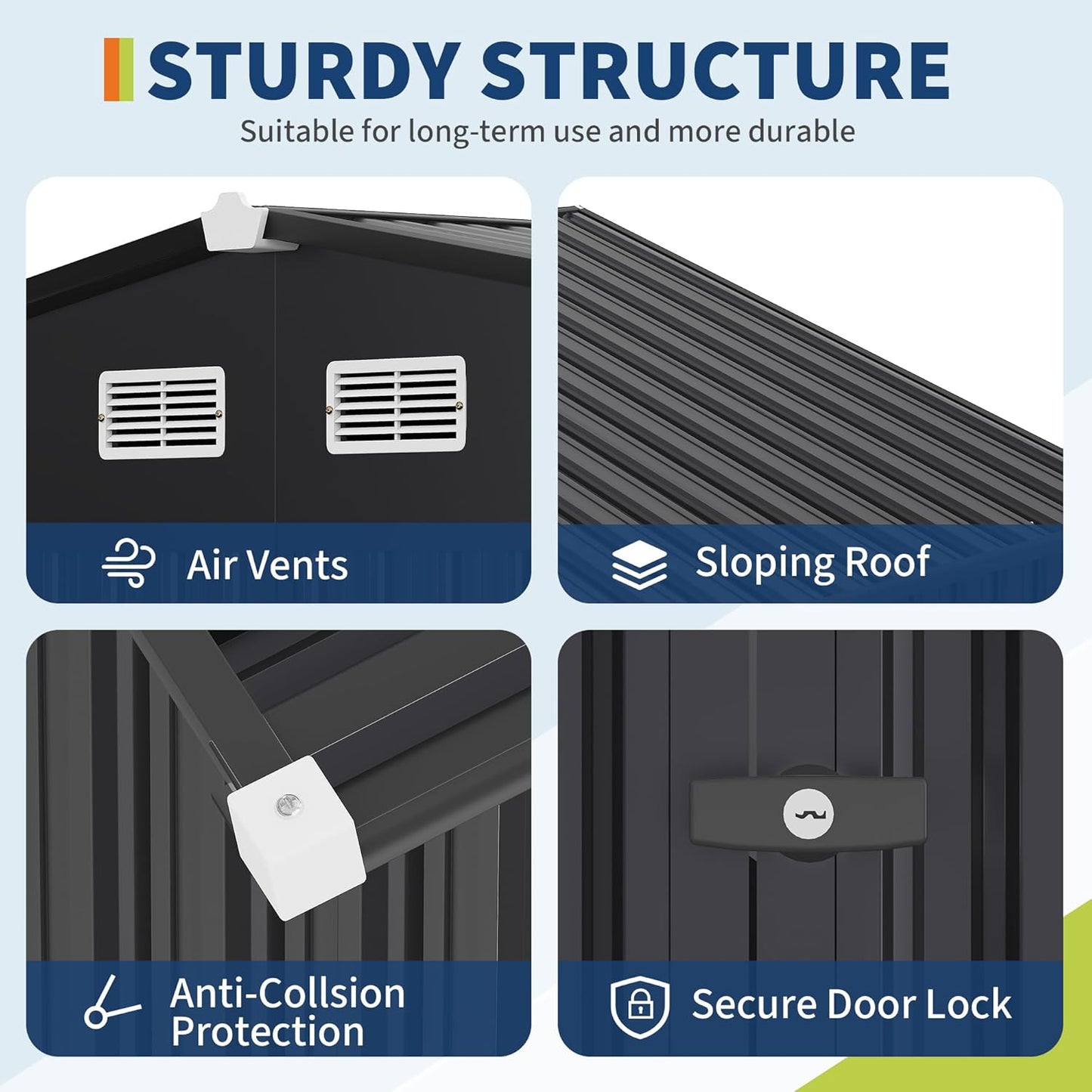 6x8 FT Metal Storage Sheds Outdoor, Metal Yard Sheds MetalGarden Shed Kit, MetalTool Shed with Lockable Door, Utility Buildings with Air Vent for Backyard Garden Patio Lawn