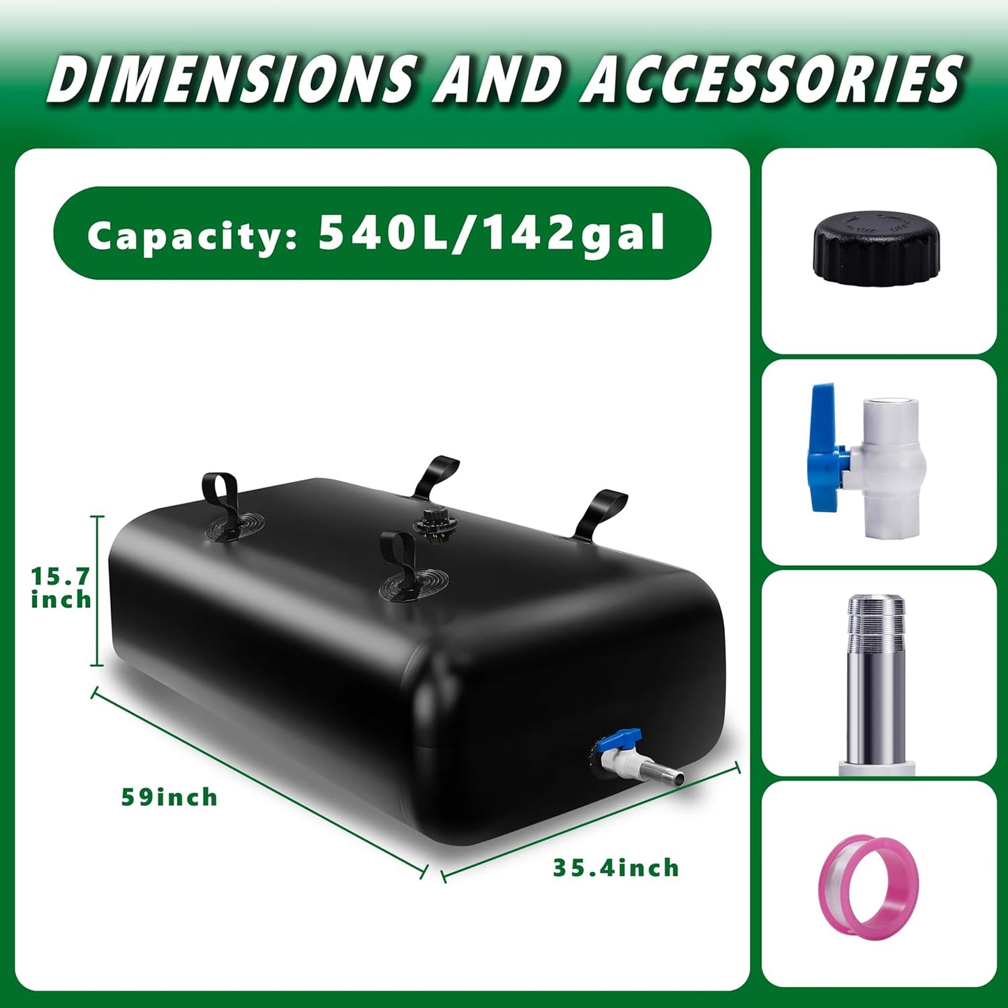 MXQMKL 540 L/142 gal Water Bladder Storage Containers, Foldable Portable Water Tank Large Capacity Soft Water Bag, Drought Resistance, Fire Prevention, Emergency Water