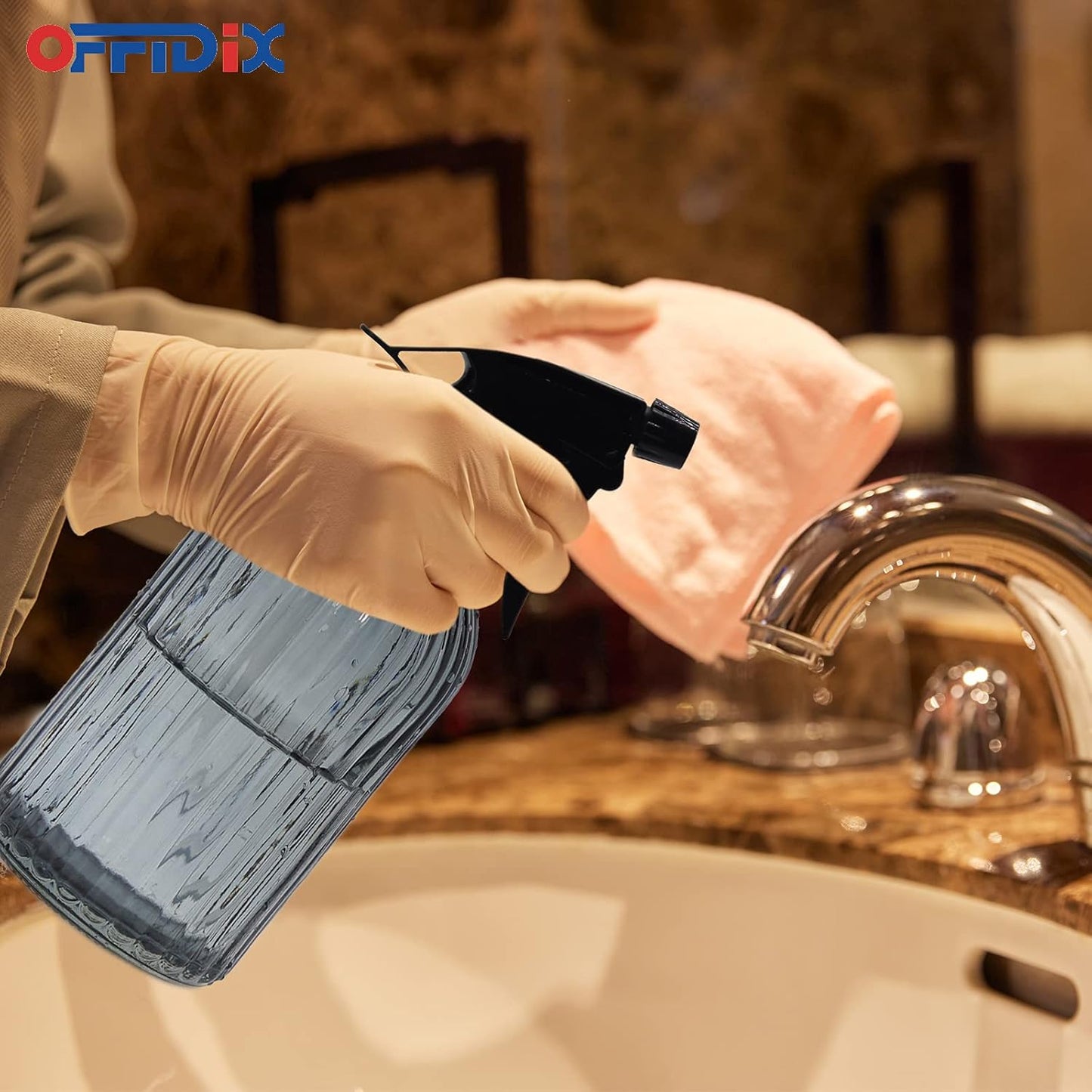 OFFIDIX Glass Spray Bottle, Garden Plants Indoor Plant Mister with Adjustable Nozzle, 0.4L/13.5oz Pressure Watering Can Handheld Spray Bottle for Outdoor Indoor Plants and Cleaning Work (Gray)