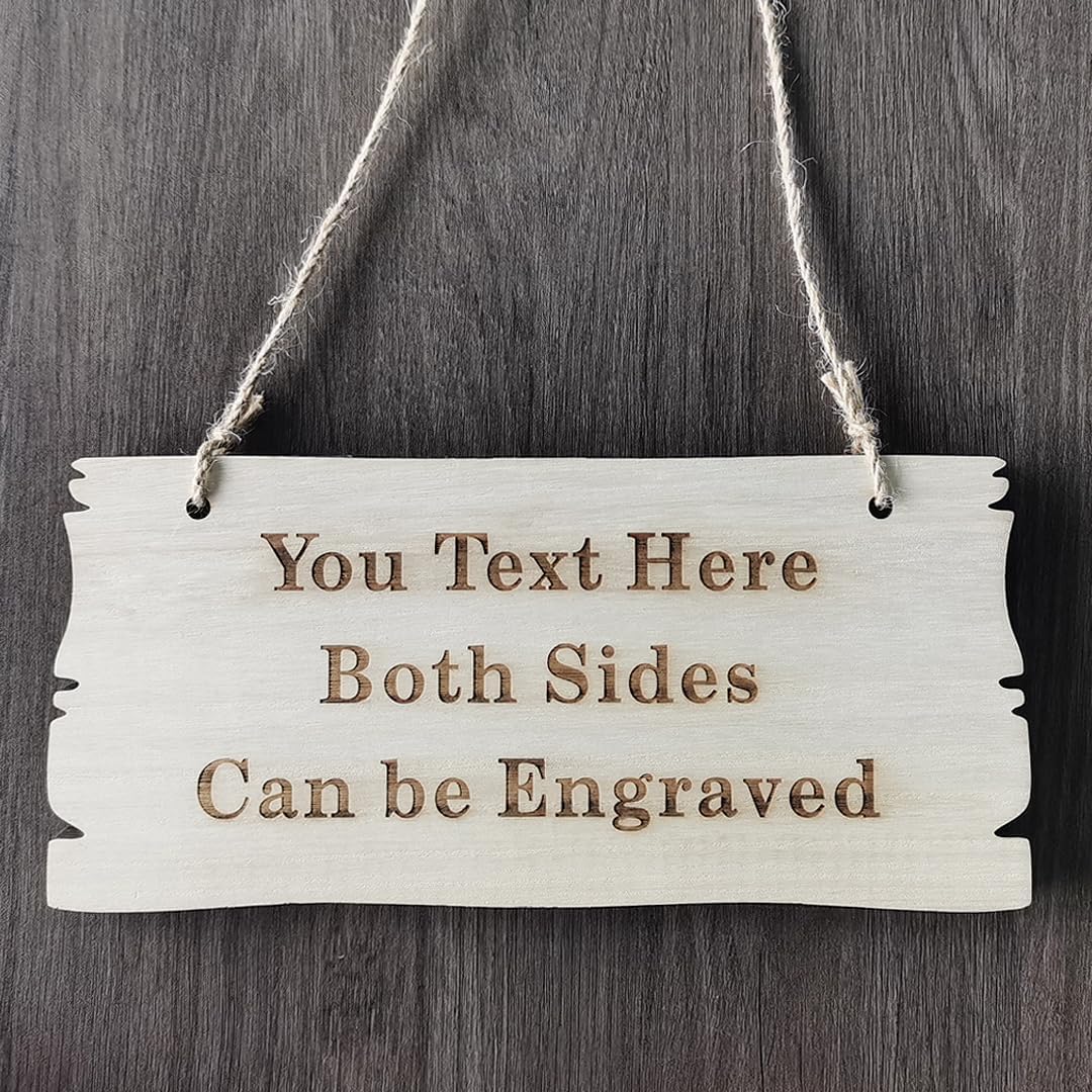 Personalized Wood Plaque Sign, Custom Engraved House Signs, Garden Signs, Welcome Sign, Decoration Signs (White)