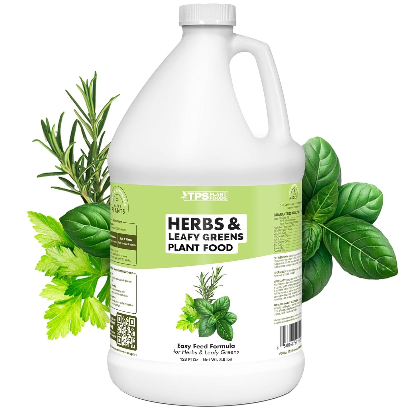 TPS NUTRIENTS Herb Plant Food for All Edible Herbs, Leafy Greens and Veggies, Liquid Houseplant Fertilizer, 1 Gallon (128 oz)