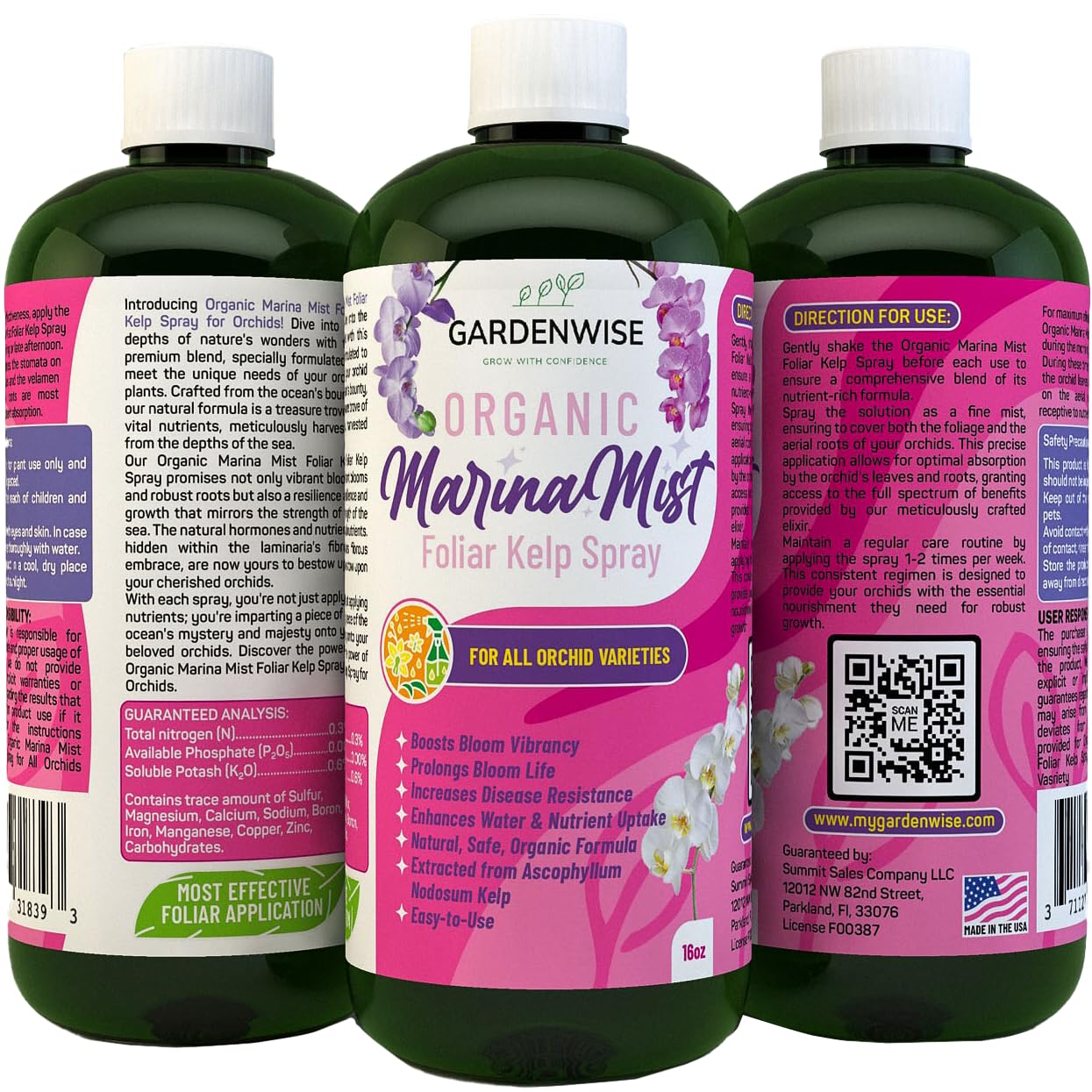 Marina Mist Orchid Fertilizer for Blooming - Orchid Plant Food Mist - Liquid Seaweed Extract for Plants - Orchid Care - Abono para Orquideas (16 oz)