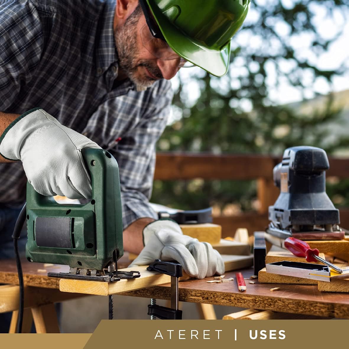 ATERET 120 Pairs Medium Heavy Duty Durable Cowhide Leather Work Gloves I Driver Gloves for Truck Driving, Warehouse, Gardening, Farming