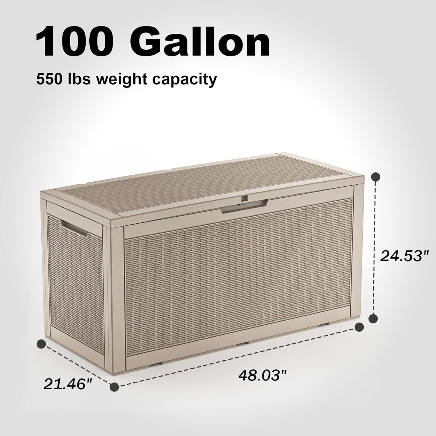 102 Gallon Outdoor Storage Box Waterproof, UV Resistant Resin Deck Box with Hydraulic Rod, Lockable Design and Enhanced Durability for Patio, Garden, and Poolside Use