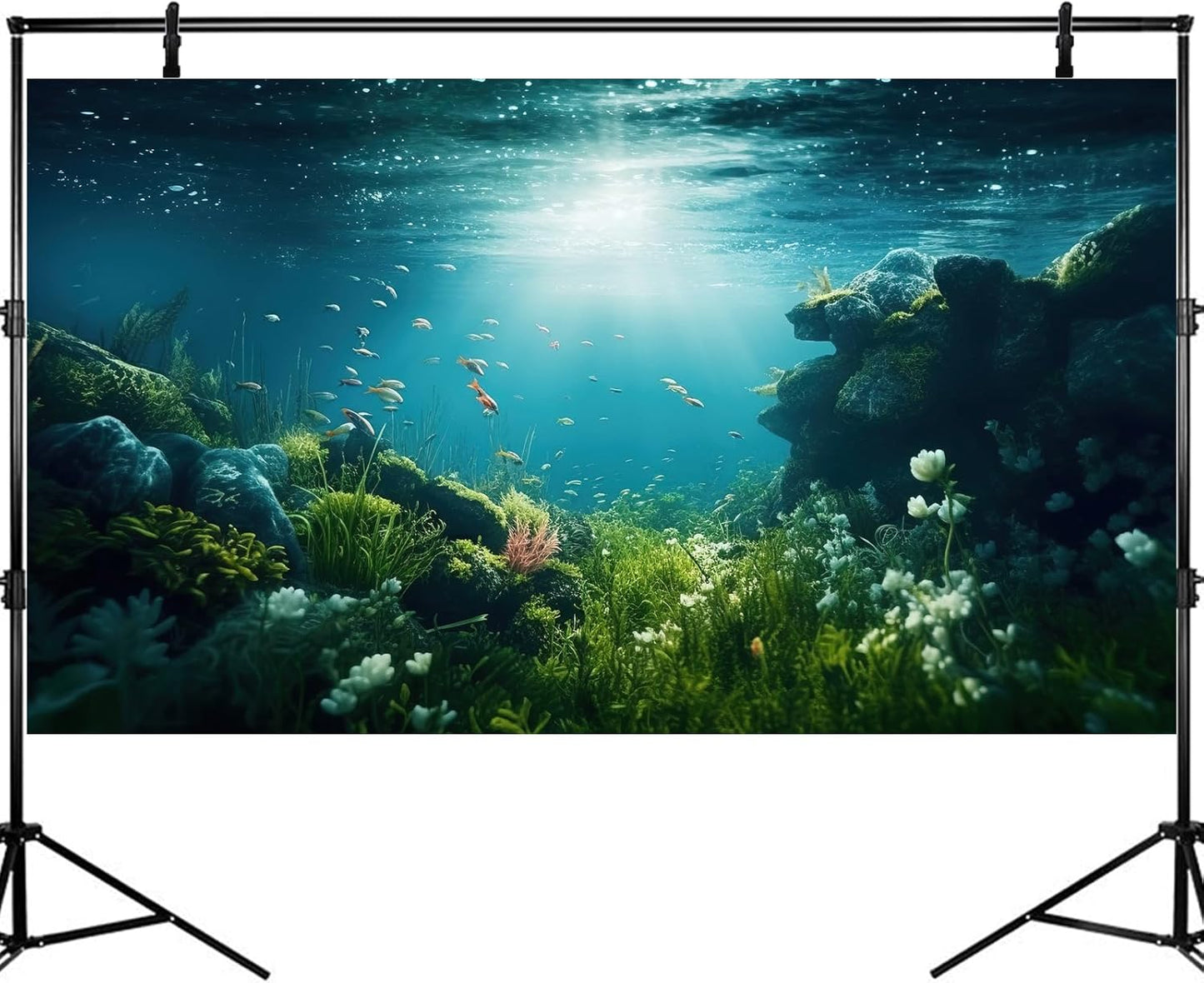 Underwater Aquarium Background Under The Sea Fish Tank Background Ocean Floor Green Aquatic Plants Aquarium Backgrounds Deep Sea Sunray Tropical Fish Aquarium Tank Backgrounds 24x16in