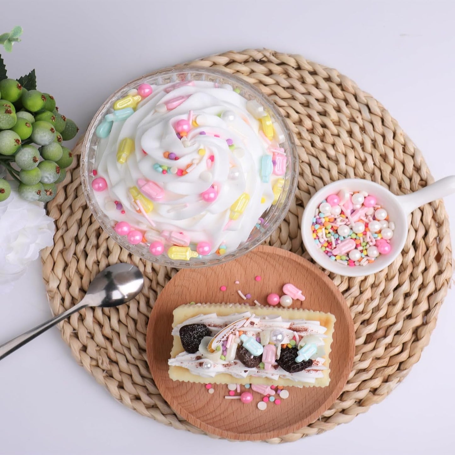 Summer Ice Cream Sprinkles for Cake Decorating, Pastel Popsicle Sugar Baking Edible Cupcake, Cookie, Donut Toppers and Birthday Party Supplies