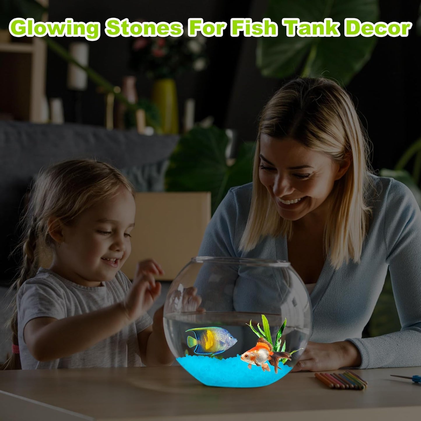 200pc Blue Glow in The Dark Stones Blue Pebbles Glow Fish Tank Rocks Luminous Pebbles for Outdoor Decor Garden Luminous Stone Glow Stones for Yard Walkway Pathway Aquarium,Blue