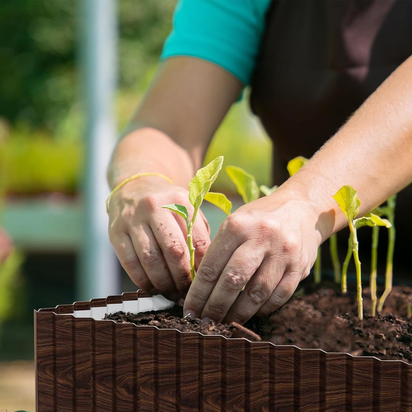 SnugNiture Corrugated Metal Garden Edging,10" x 20' Sturdy Lawn Edging Border,Landscape Edging Border for Lawn, Flower Bed,Garden and Yard(Brown)