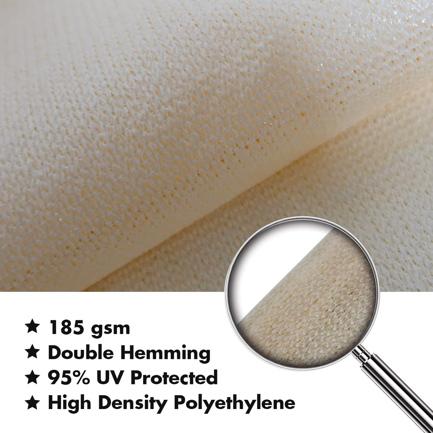 KANAGAWA 6'X20' Cream Custom Size Sun Shade Sail Rectangle UV Block Canopy Cover for Patio Backyard Lawn Garden Outdoor (Customized Available)