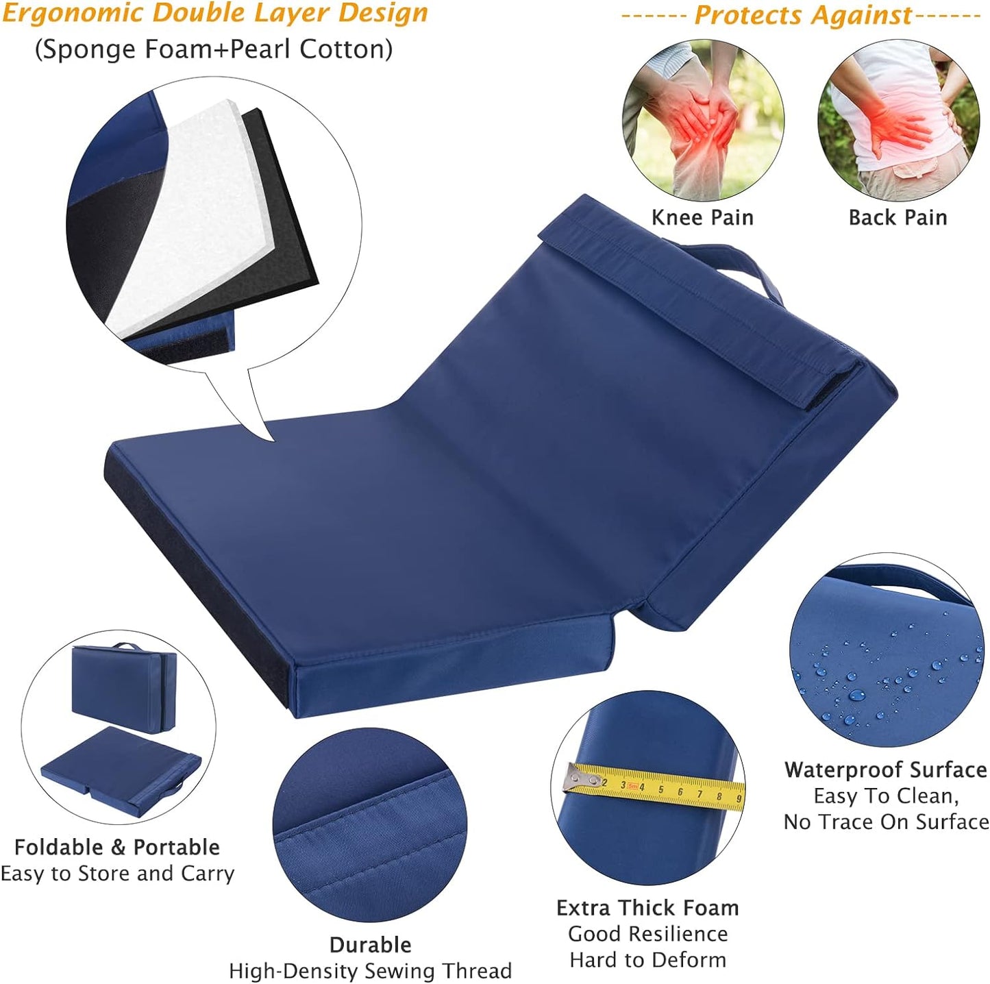 ikkle Garden Kneeler and Seat Heavy Duty Garden Stool, Upgraded Gardening Kneeler Bench, Thicker Wider Kneeling Pad, Garden for Seniors