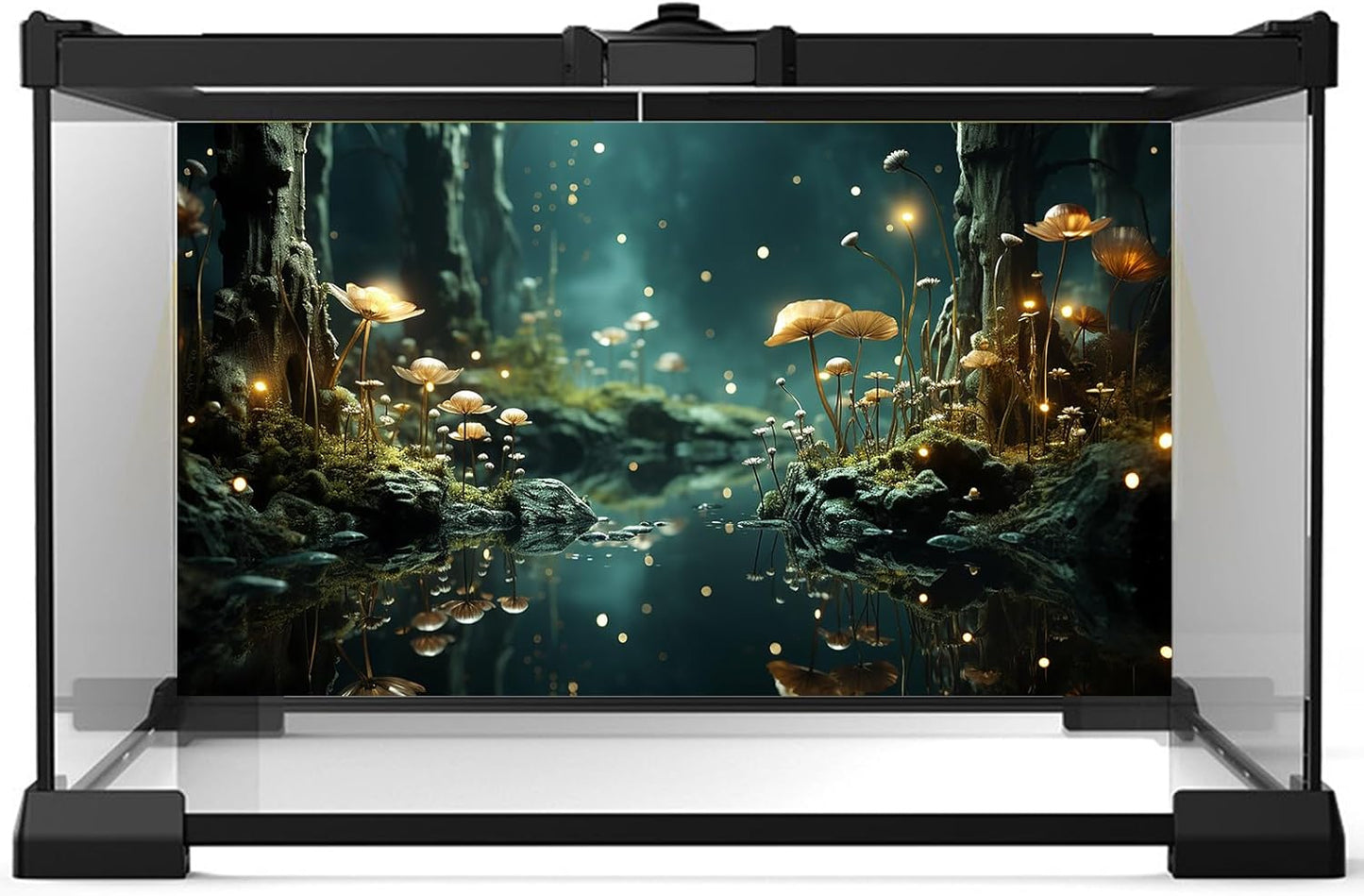 Fantasy Aquarium Background Rock Flowers Tranquil Water Scene Terrarium Backdrop Fantasy Lights Fish Tank Background Reptile Habitat Backdrop Aquarium Poster Wallpaper Decor Vinyl 36x24in