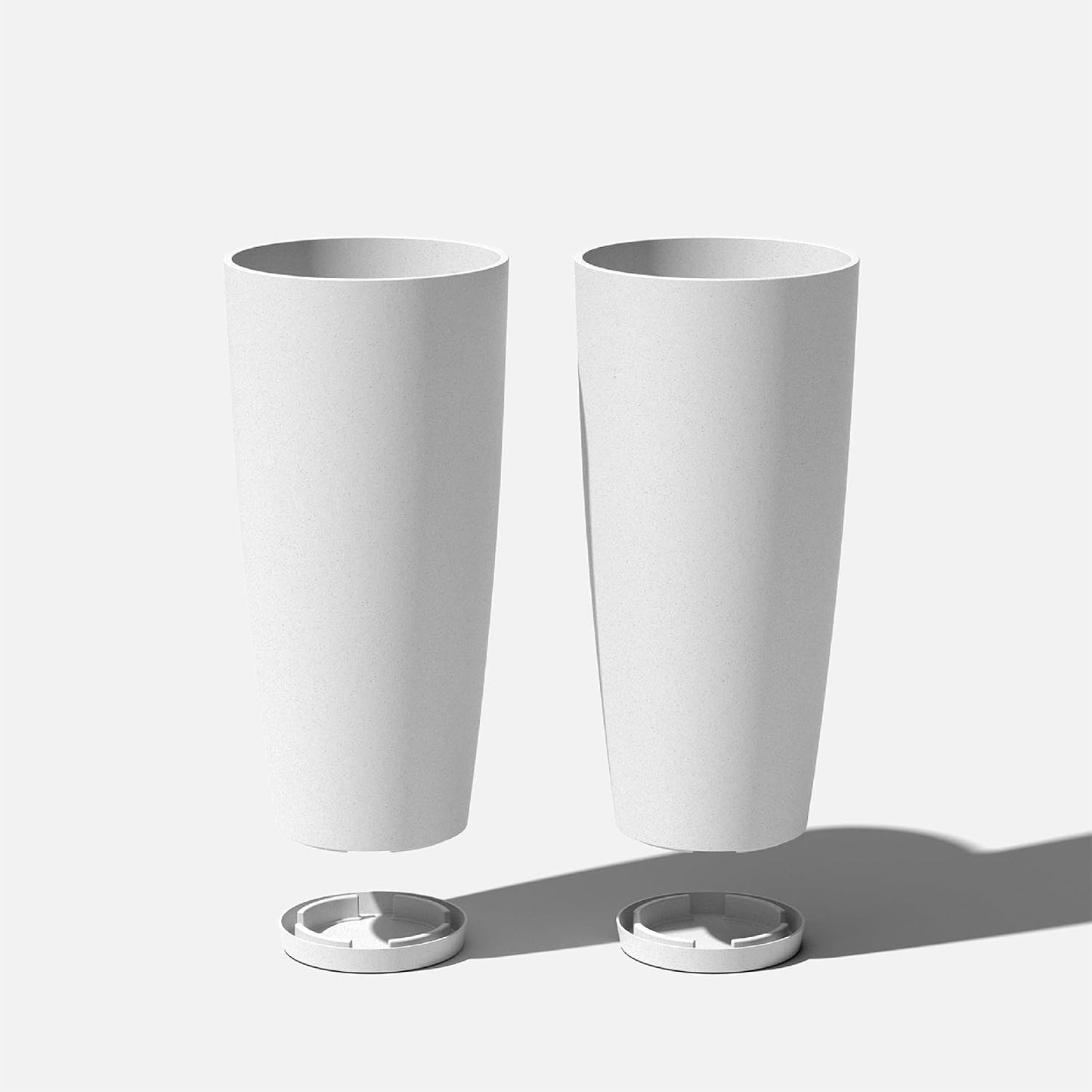 Veradek Vega Round Tall Planter Pots for Indoor/Outdoor Use | Made from Plastic - Stone Mix with Drainage Holes | Perfect for Small to Large Succulent Plants, Flowers, Modern Interior Plants