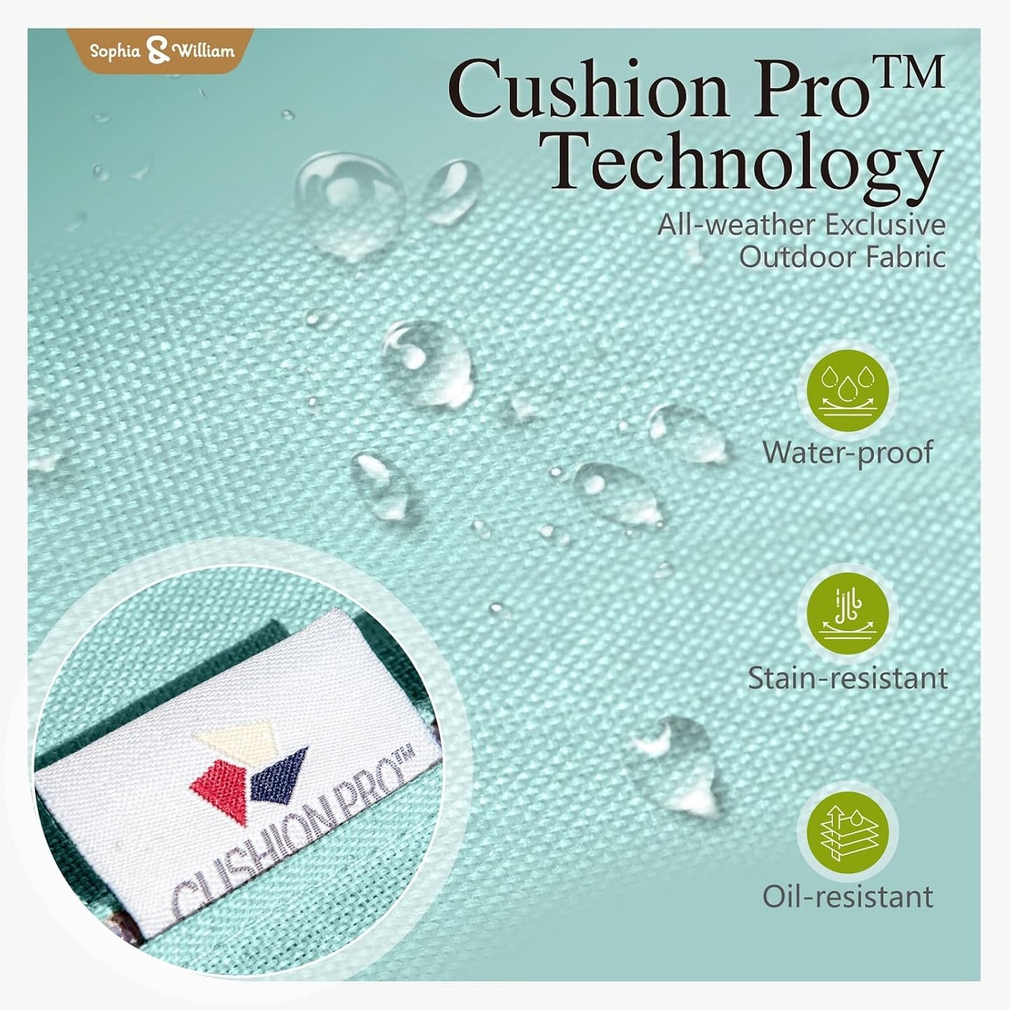 Sophia & William Patio Furniture Set with Fire Pit Table, 6 Piece Half Moon Outdoor Wicker Sectional Sofa Set, Rattan Conversation Set with 56-Inch Fire Pit Table for Backyard, Deck, Pool(Aqua Blue)