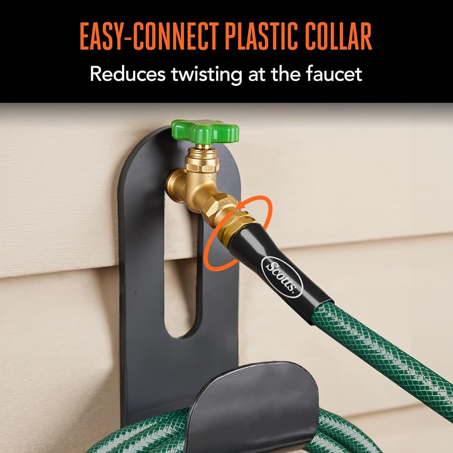 Scotts 75 ft. Garden Hose – 5/8 in. Diameter, 4-Ply Construction, 300 PSI, High-Pressure, Easy-to-Coil Water Hose with Crush-Resistant Couplings, Easy to Connect for Lawn and Garden Use