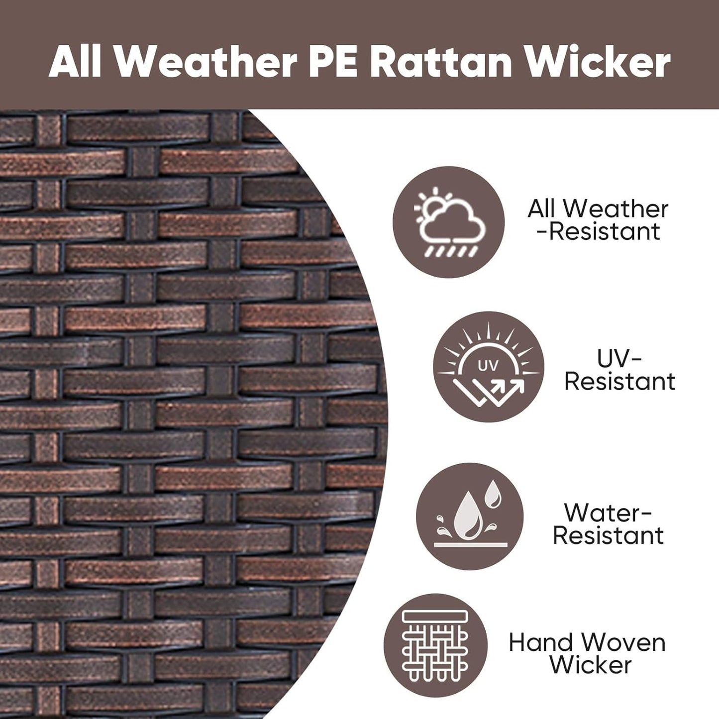 HUMMUH Patio Furniture Set,5 Pieces Outdoor Sectional Chairs with Ottomans,All Weather PE Wicker Patio Conversation Sets for Garden Porch Backyard