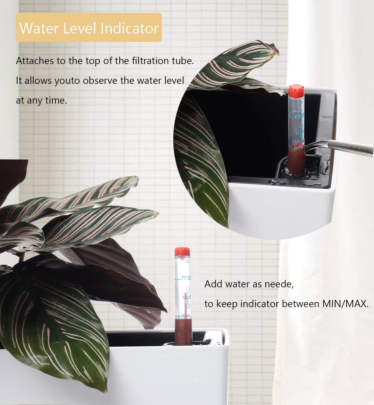 SAROSORA 14" Rectangle Self Watering Planter with Water Level Indicators for Plants & Flower Home Garden Outdoor Indoor Succulent | Herb pots | Window Box (1, White)