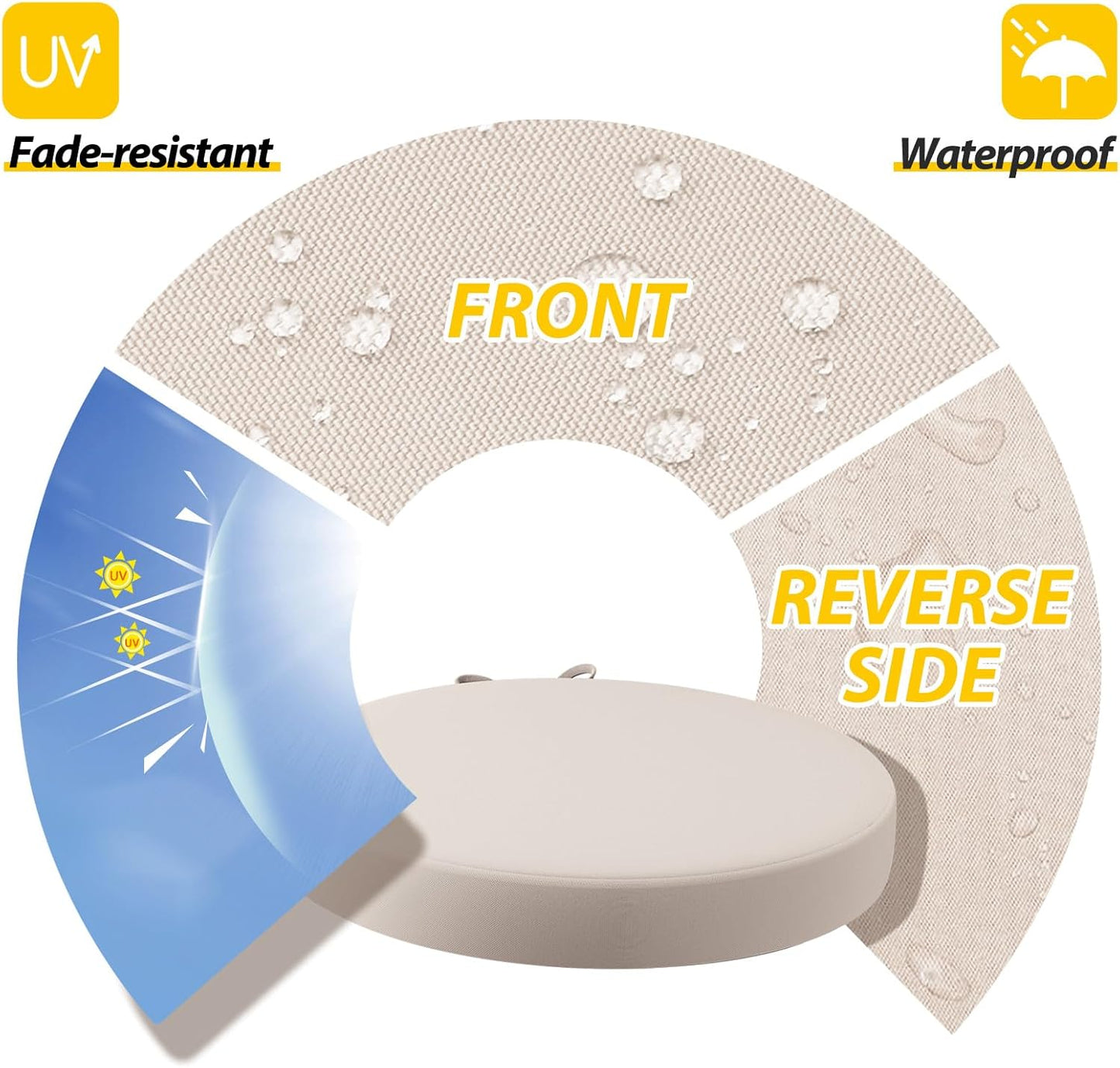 AAAAAcessories Outdoor Seat Cushions for Chairs, Waterproof, Fade-Resistant Patio Furniture Replacement Cushions, 15" x 15" x 2", Set of 2, Khaki Beige