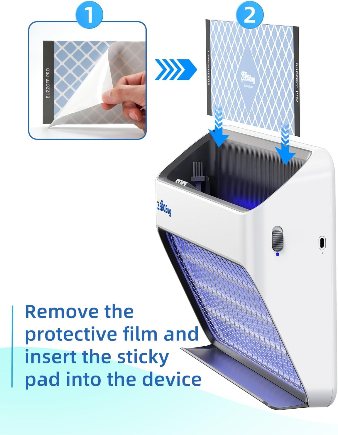 Sticky Fly Trap Refills 5-Pcs for BUZZOFF PRO Zapper, Fruit Fly Catcher Glue Boards for Indoor Use, Odourless, Mess-Free Insect Control