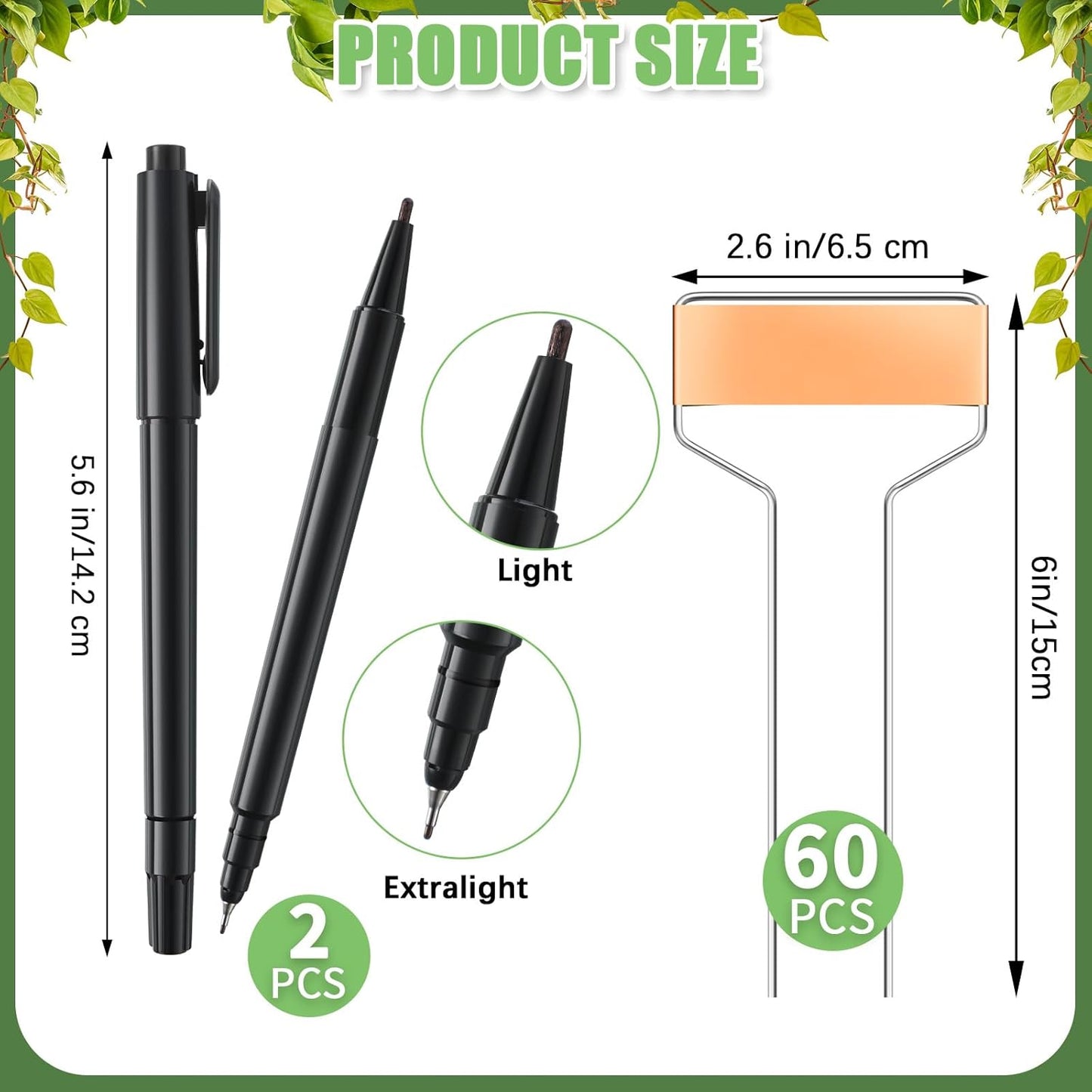 Moxweyeni 60 Pcs Metal Garden Tags Plant Labels for Garden Waterproof Plant Markers with 2 Permanent Pen Planting Nursery Garden Tags Reusable Garden Labels Stake for Plants (Copper Color,6 Inch)