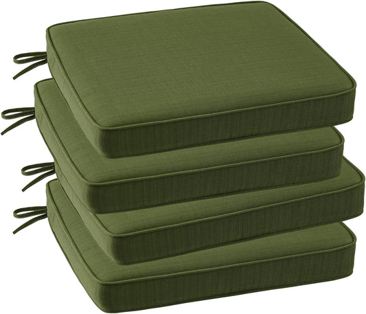Outdoor Square Corner Seat Cushion, 19"x19"x3", Set of 4, Non Slip Seat Cushion Pads with Removable Cover for Patio Furniture, Garden Yard Lawn, Deep Forest Green