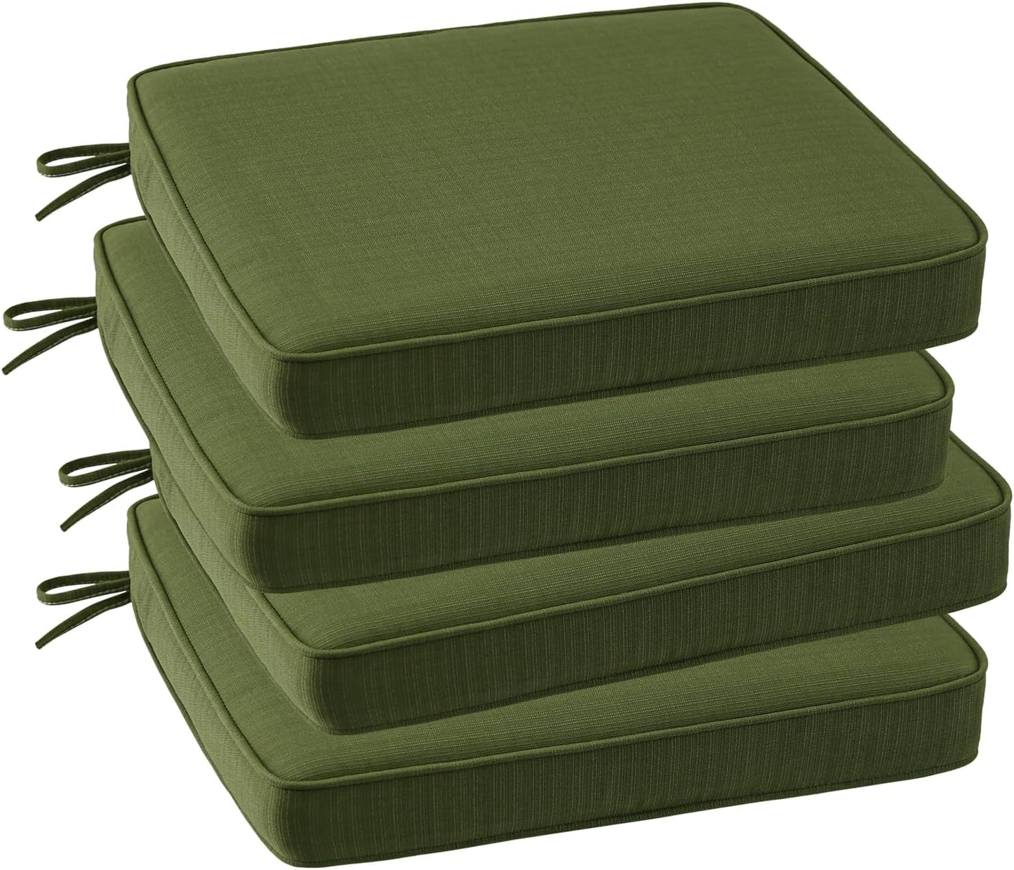 Outdoor Square Corner Seat Cushion, 18.5"x16"x3", Set of 4, Non Slip Seat Cushion Pads with Removable Cover for Patio Furniture, Garden Yard Lawn, Deep Forest Green