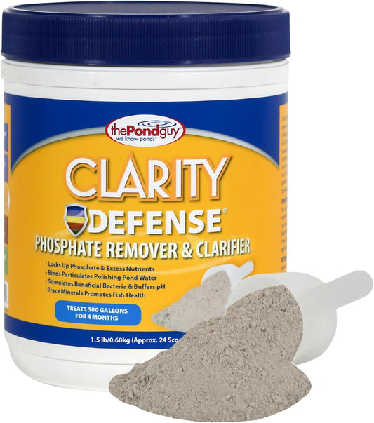 The Pond Guy Clarity Defense Water Garden Flocculant, Clear Cloudy Water, Stimulate Beneficial Microbe Growth, Fish, Plant & Animal Safe, 1.5 lbs