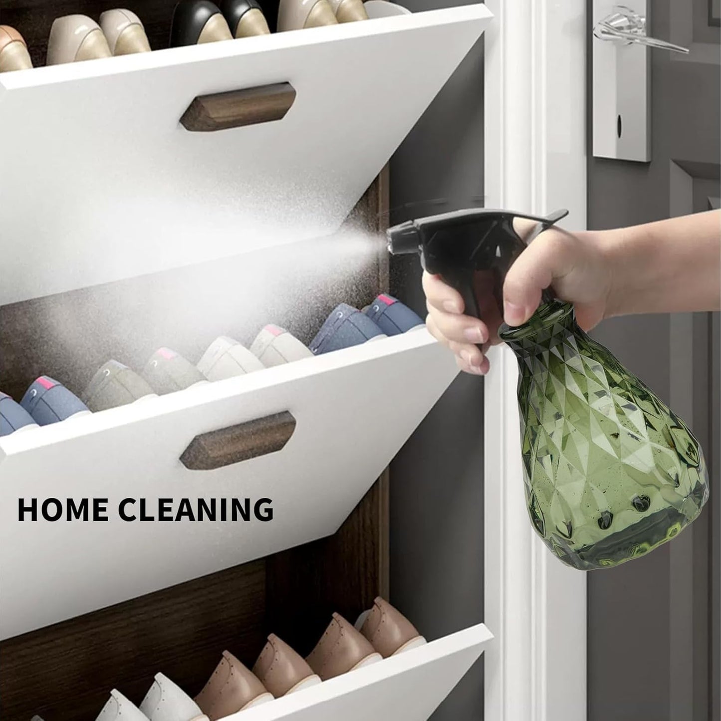 2 Pcs Spray Bottles, 500 ml/17 oz Empty Water Spray Bottles, Plastic Reusable Adjustable Mist Sprayer Squirt Bottles Containers Refillable for Cleaning Solutions, Gardening, Plants (Green)