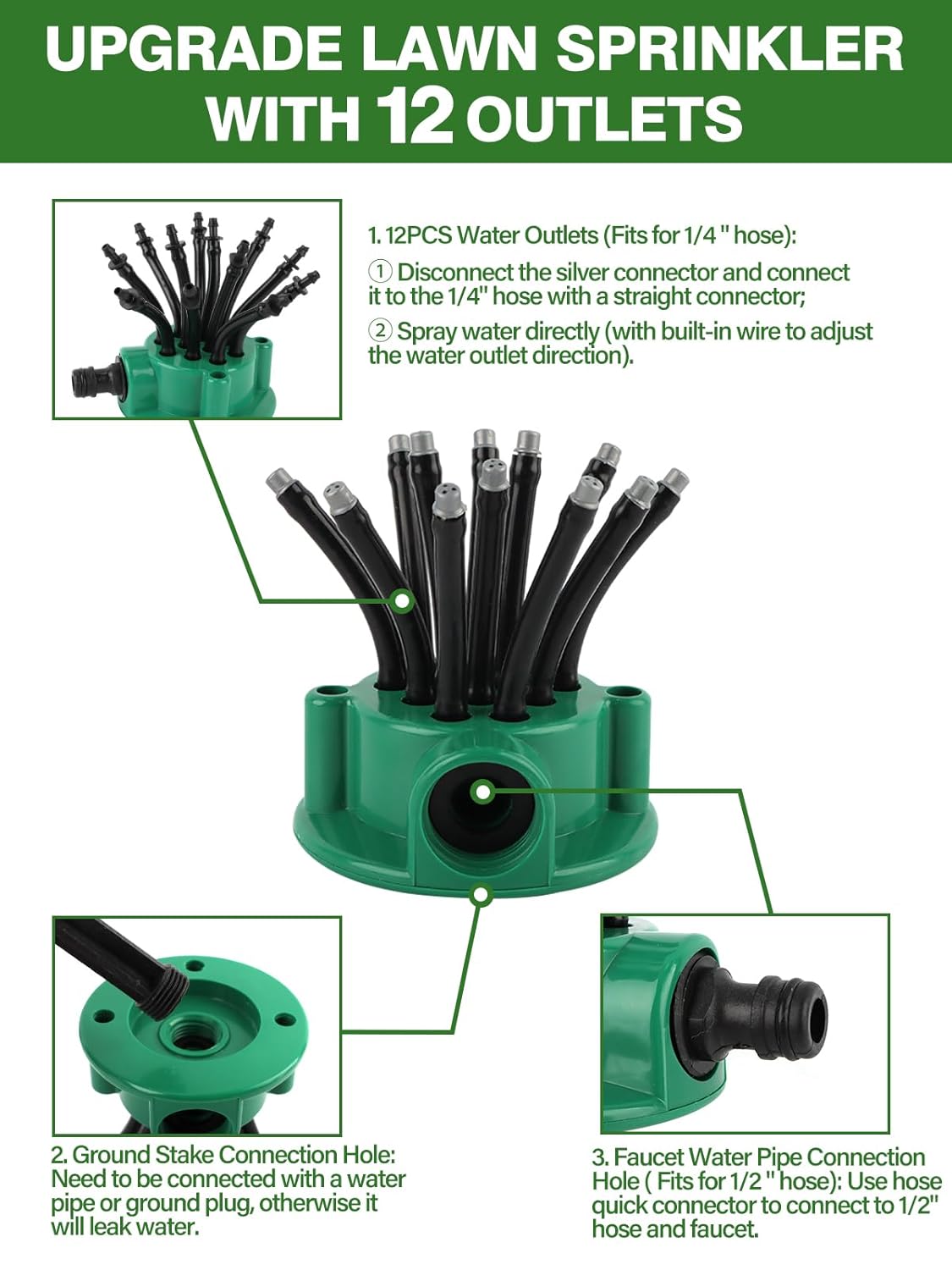 150FT Automatic Drip Irrigation Kit with Lawn Sprinkler, Kalolary 1/4" 1/2" Garden Watering System with 4/7mm 16mm Tube Locked Drip Irrigation Emitter Fittings Adjustable Sprinkler System for Outdoor