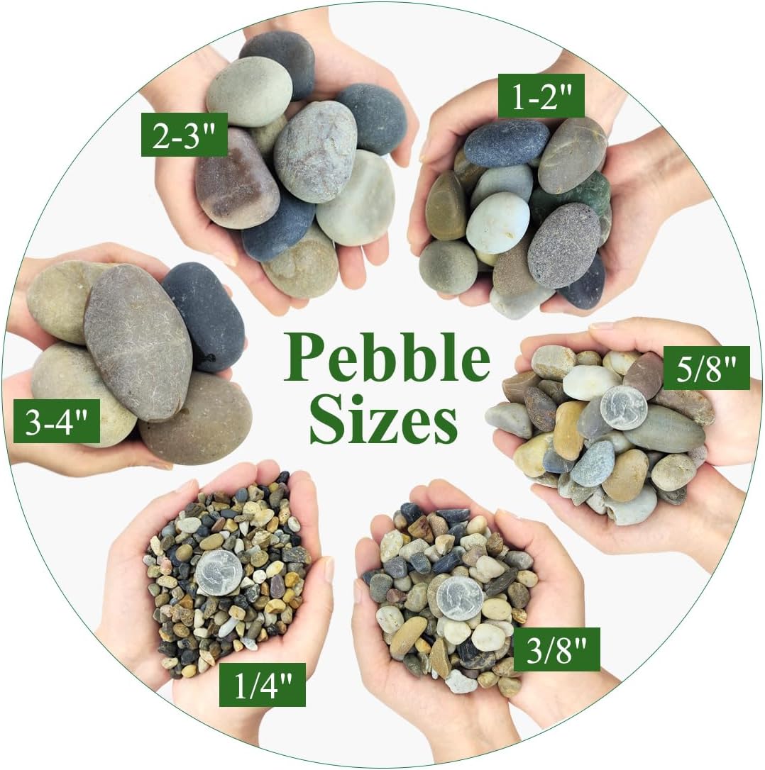 20lbs Natural River Rocks, 1/4" Aquarium Gravel Small Rocks for Plants Pea Gravel for Fish Tank, Decorative Pebbles for Gardening, Flower Pots, Vase Fillers, Indoor Water Fountains, Landscaping