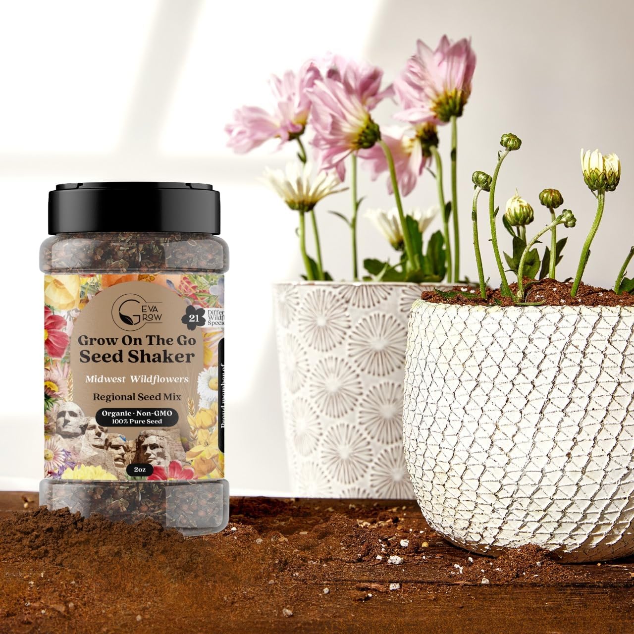 Regional Wildflower Seed Mix by GevaGrow (Midwest Wildflowers, Mini Shaker)