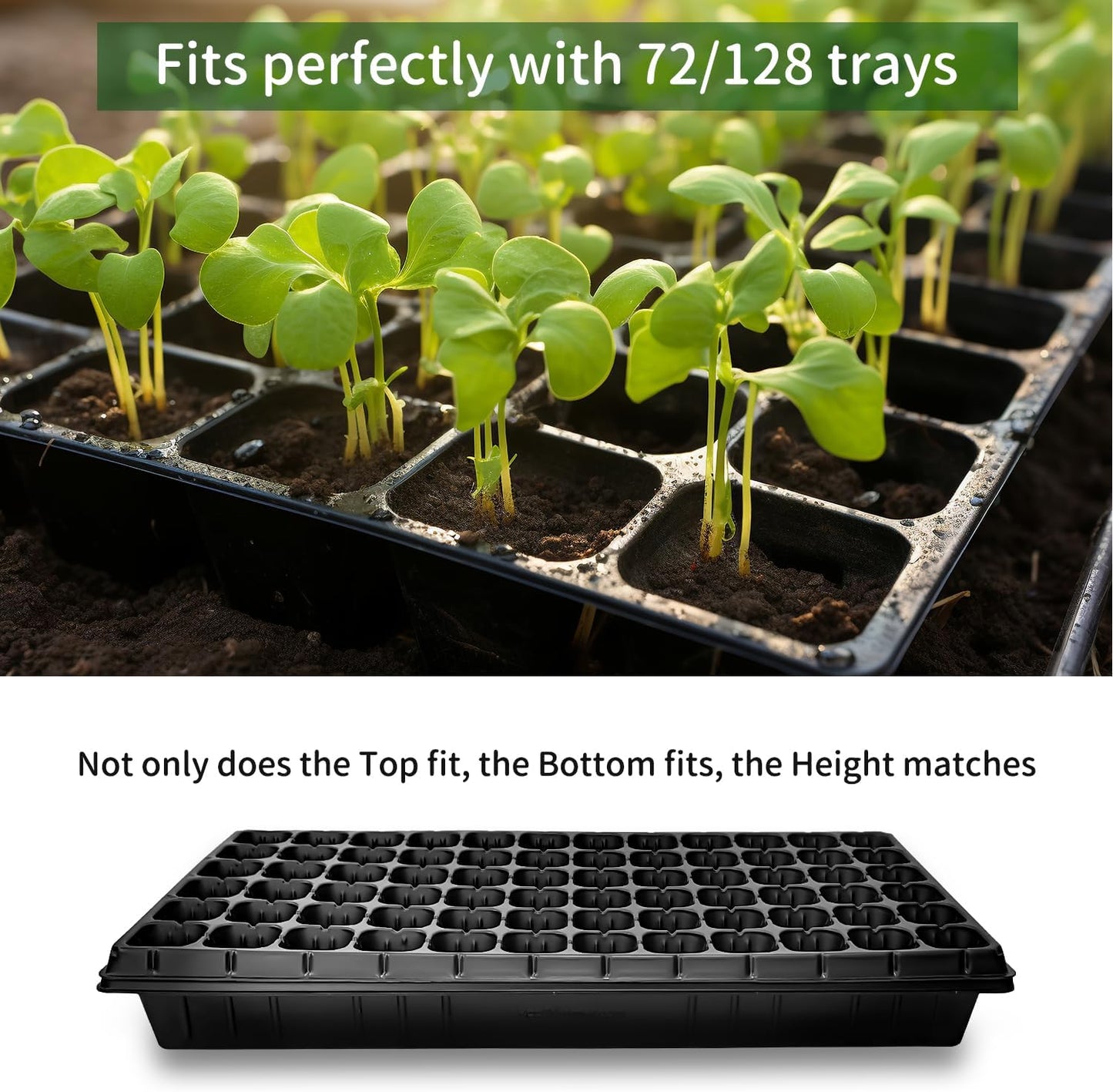 Growing Trays, 1020 Plant Nursery Trays Heavy Duty Seed Starter Flat Seedling Tray for 72/128 Cell Plug Tray Transplant Growing Microgreens (21"×11", 10 Pack, 1.6" Deep, Without Holes)
