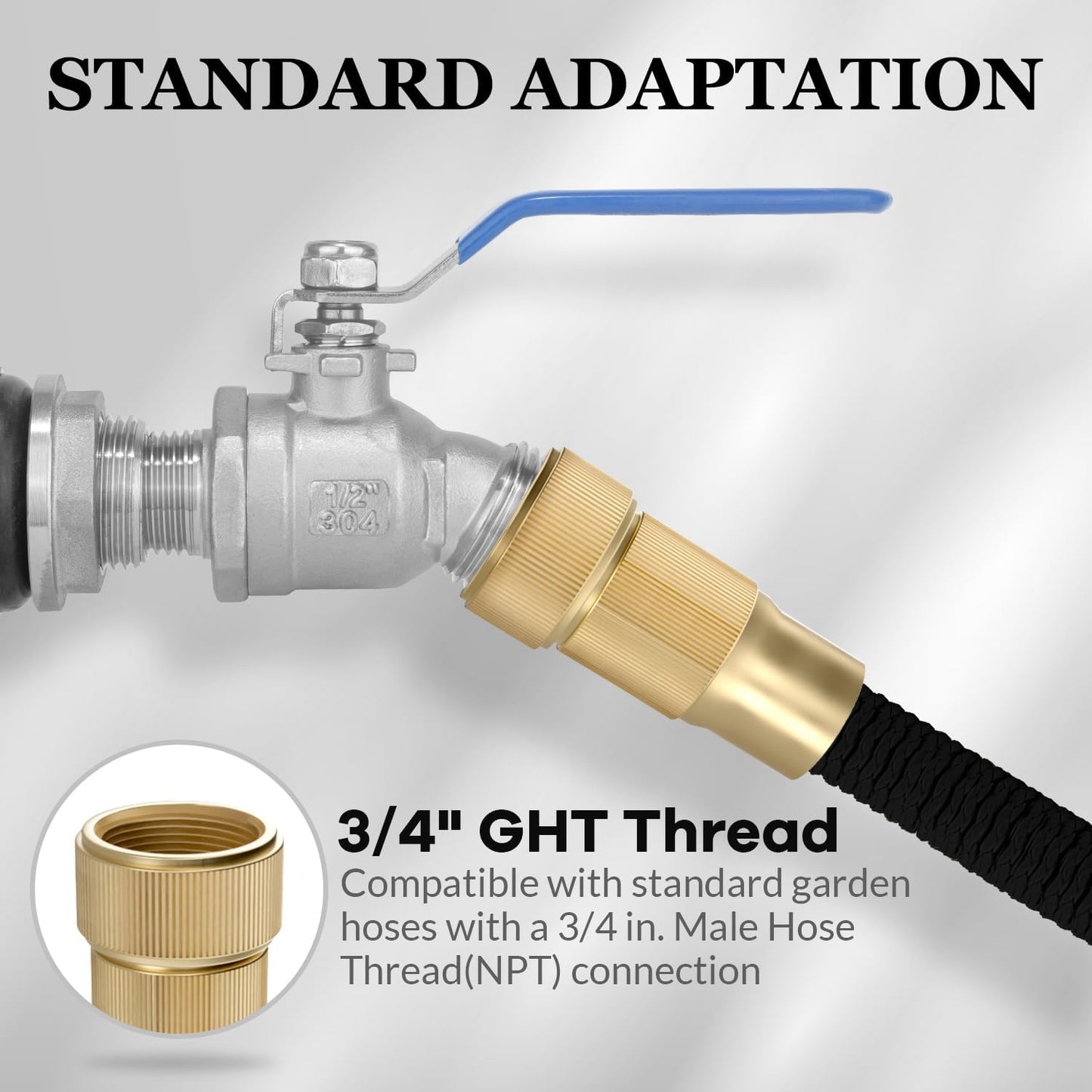 Rain Barrel Spigot Kit High Flow Water Barrel Faucet 1/2"NPT to 3/4"GHT 304 Lead-Free Compliant Stainless Steel Faucet for Rain Barrels,Rain Barrel Quarter Turn Spigot with Bulkhead Fitting