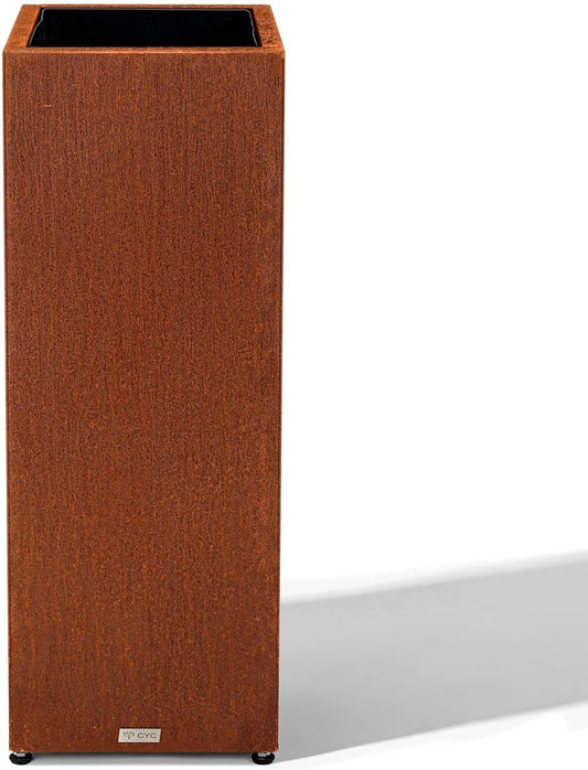 Tall Corten Steel Planter Box for Outdoor Porch/Patio, Pedestal Planter Metal Rusted Planters with Grow Bag, Naturally Rusting Steel Flower Pot,Rustic Décor for Patio,Garden,Deck,Backyard