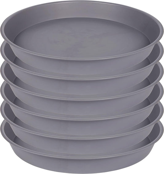 6 Pack of 10 inch Plant Saucer Gray, Heavy Duty Plastic Plant Saucer 10 inch Round, Durable Plant Tray for Pots, Plant Saucers for Indoors, Plant Trays for Planter 9"/10" (10", Cement Gray)